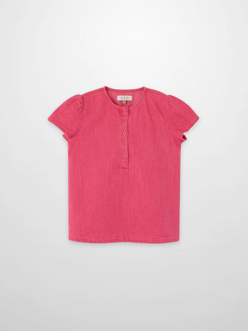 Short Sleeve Henley - Pink Denim