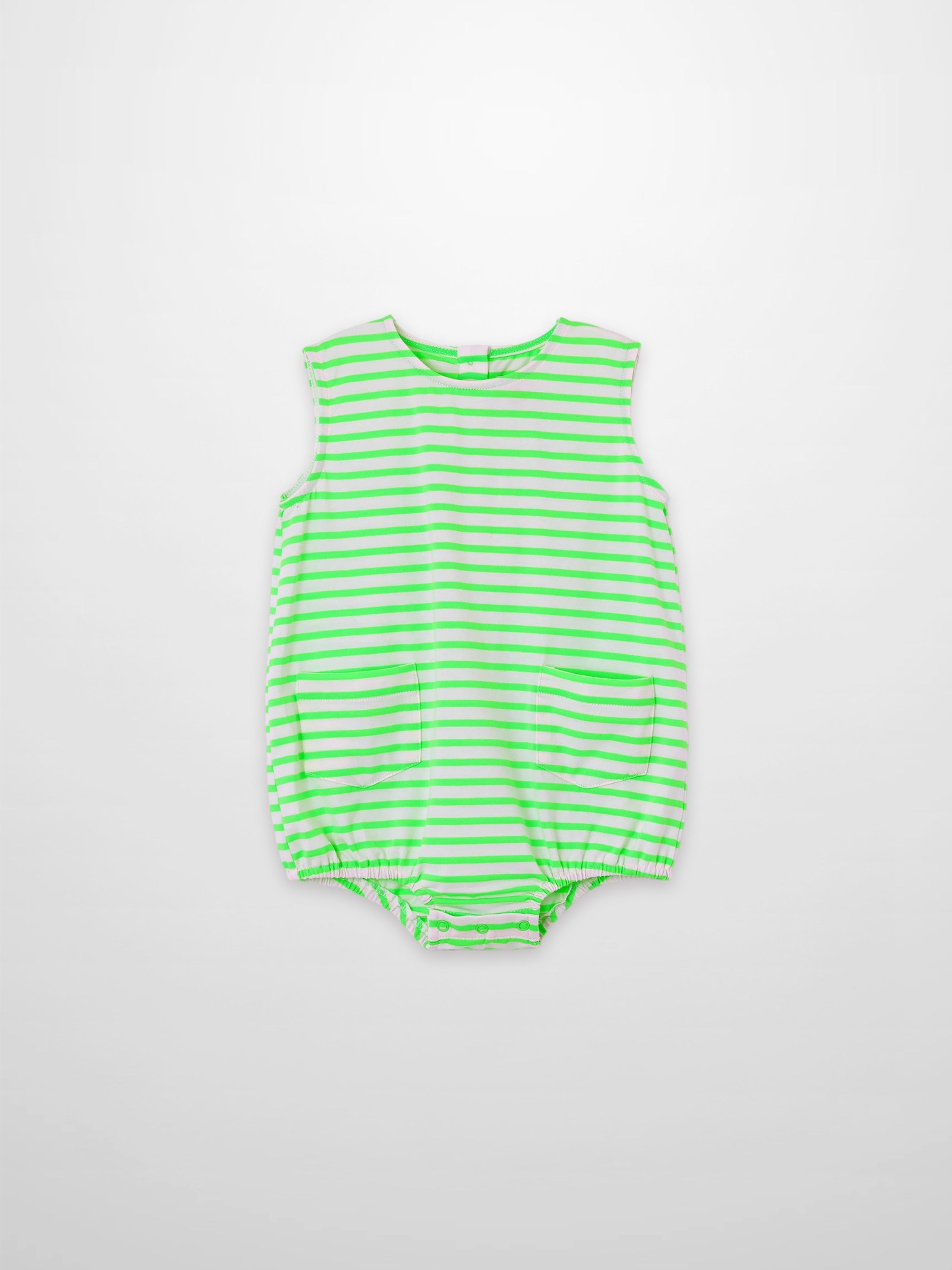 Neon Green Striped Romper