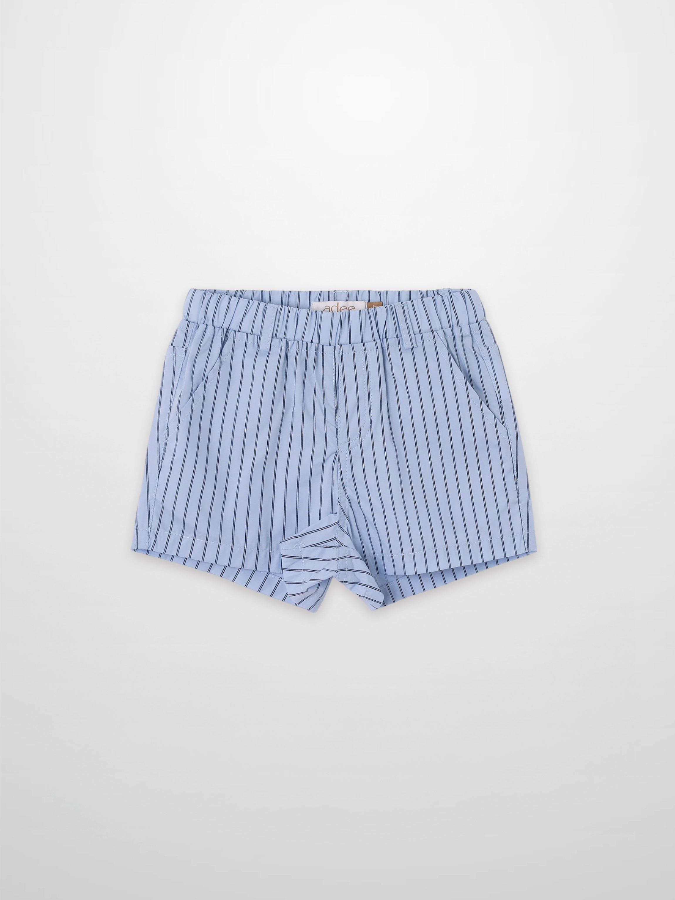 Striped Cotton Shorts - Blue