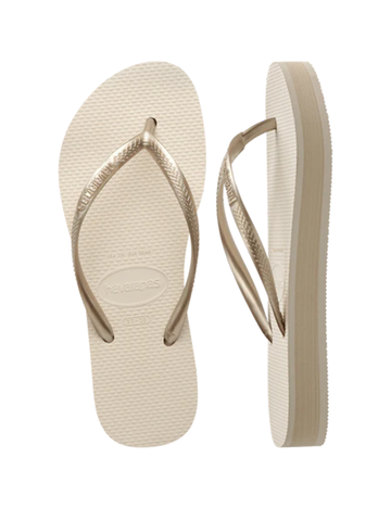 Slim Flatform Sandal, Beige