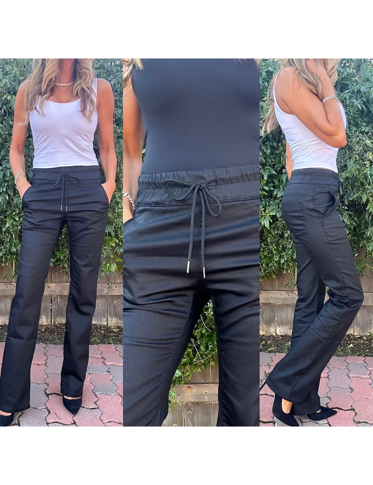 Loren String Pant, Black Stripe