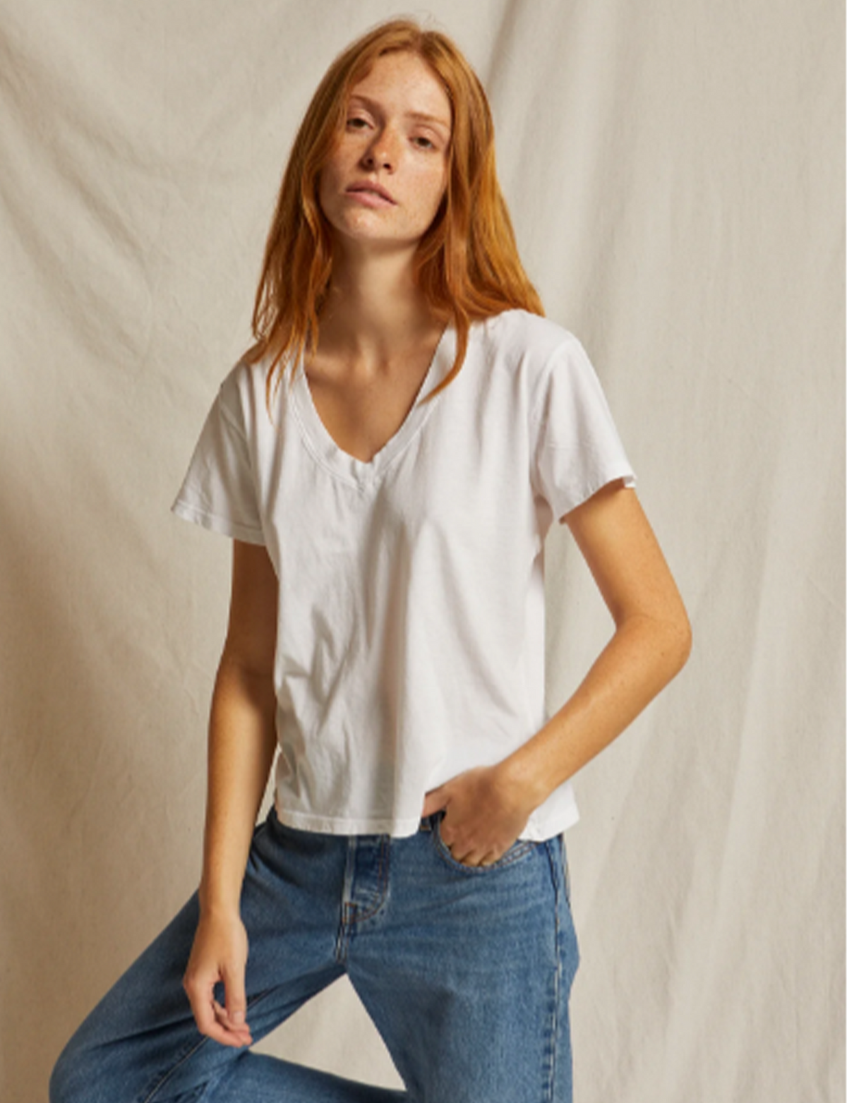 Hendrix V Neck Tee, White