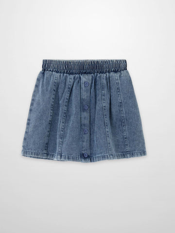 Paneled Skirt - Blue Denim
