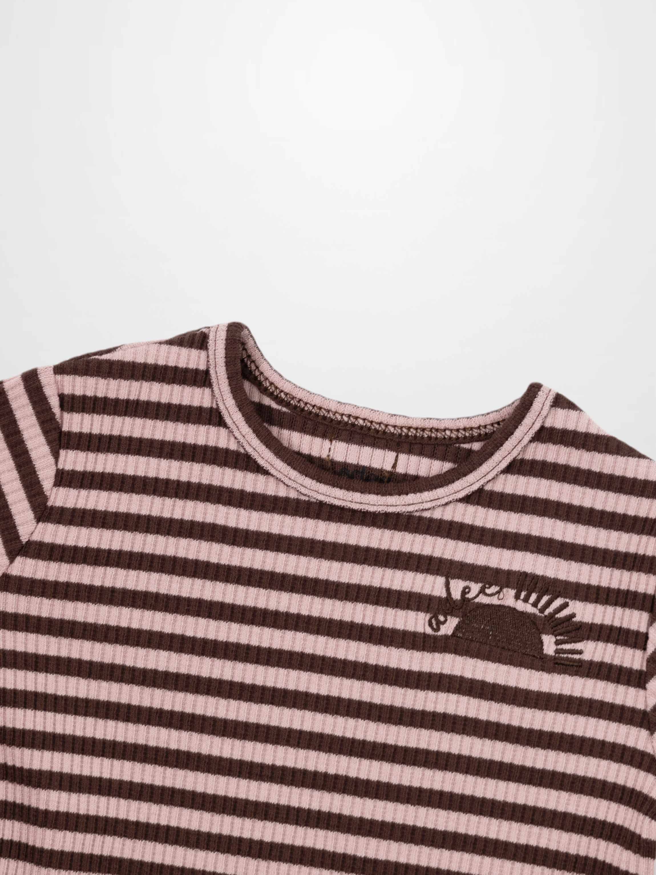 Striped Leggings Set - Brown & Pink