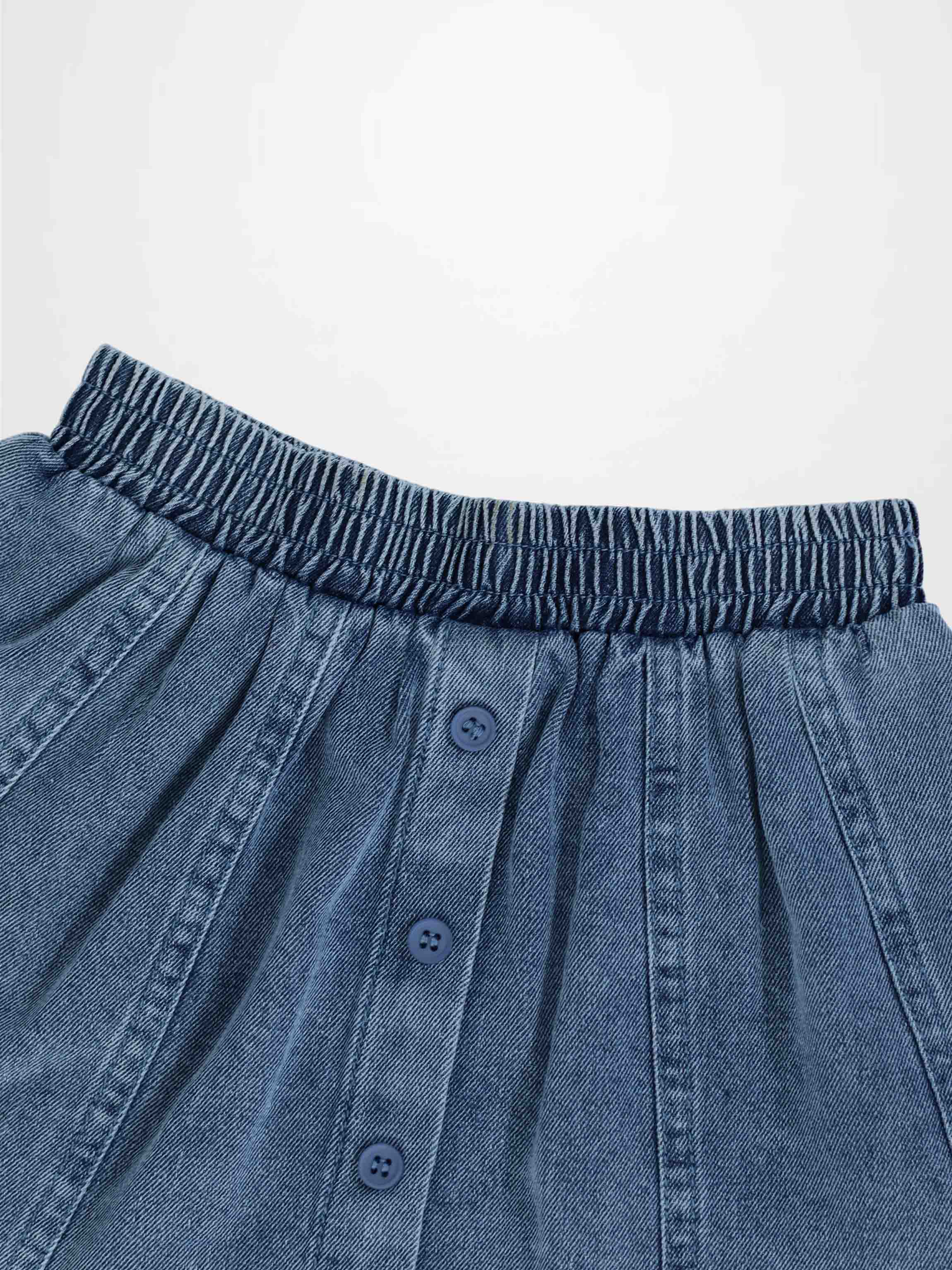Paneled Skirt - Blue Denim