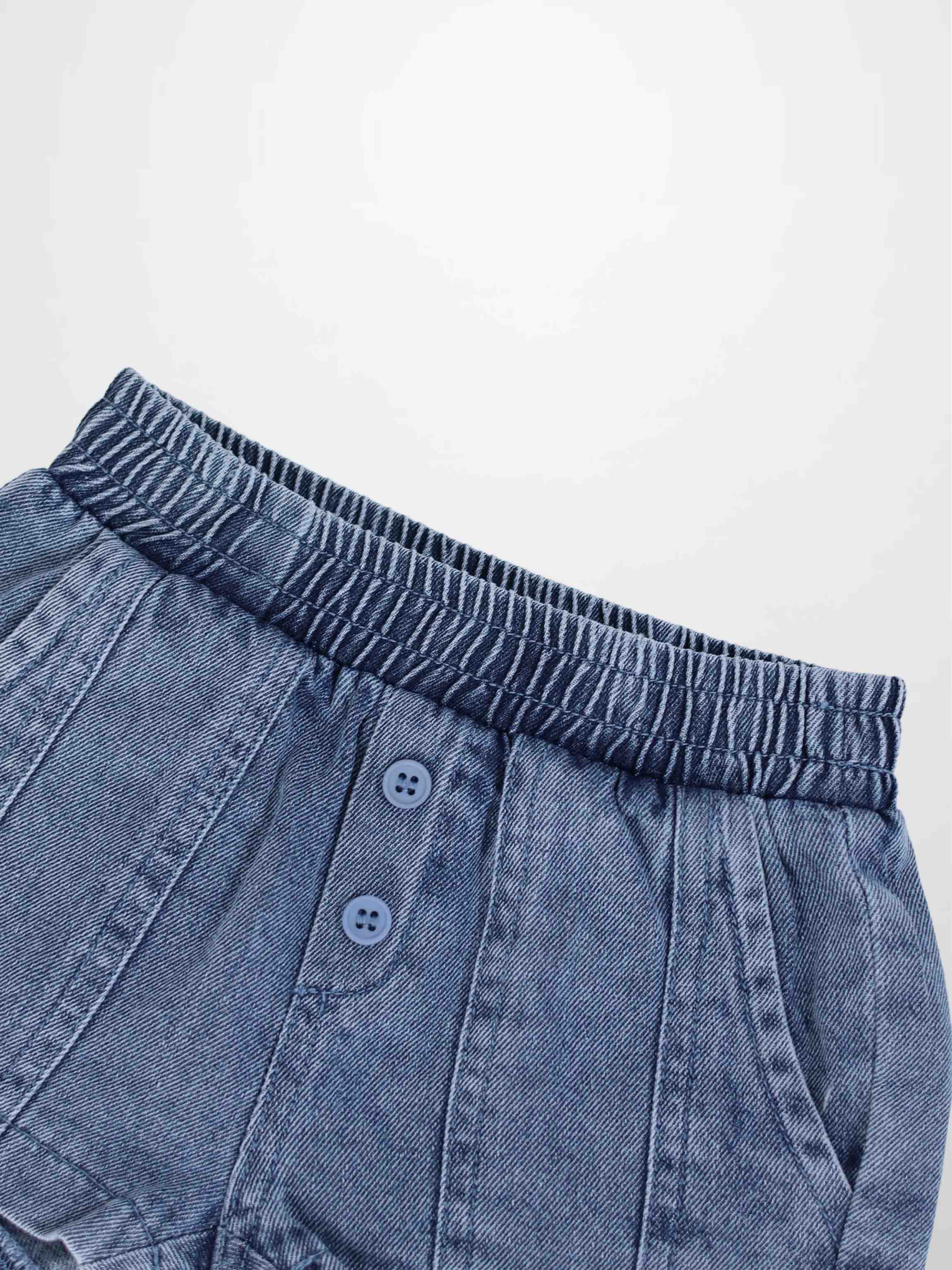 Paneled Shorts - Blue Denim