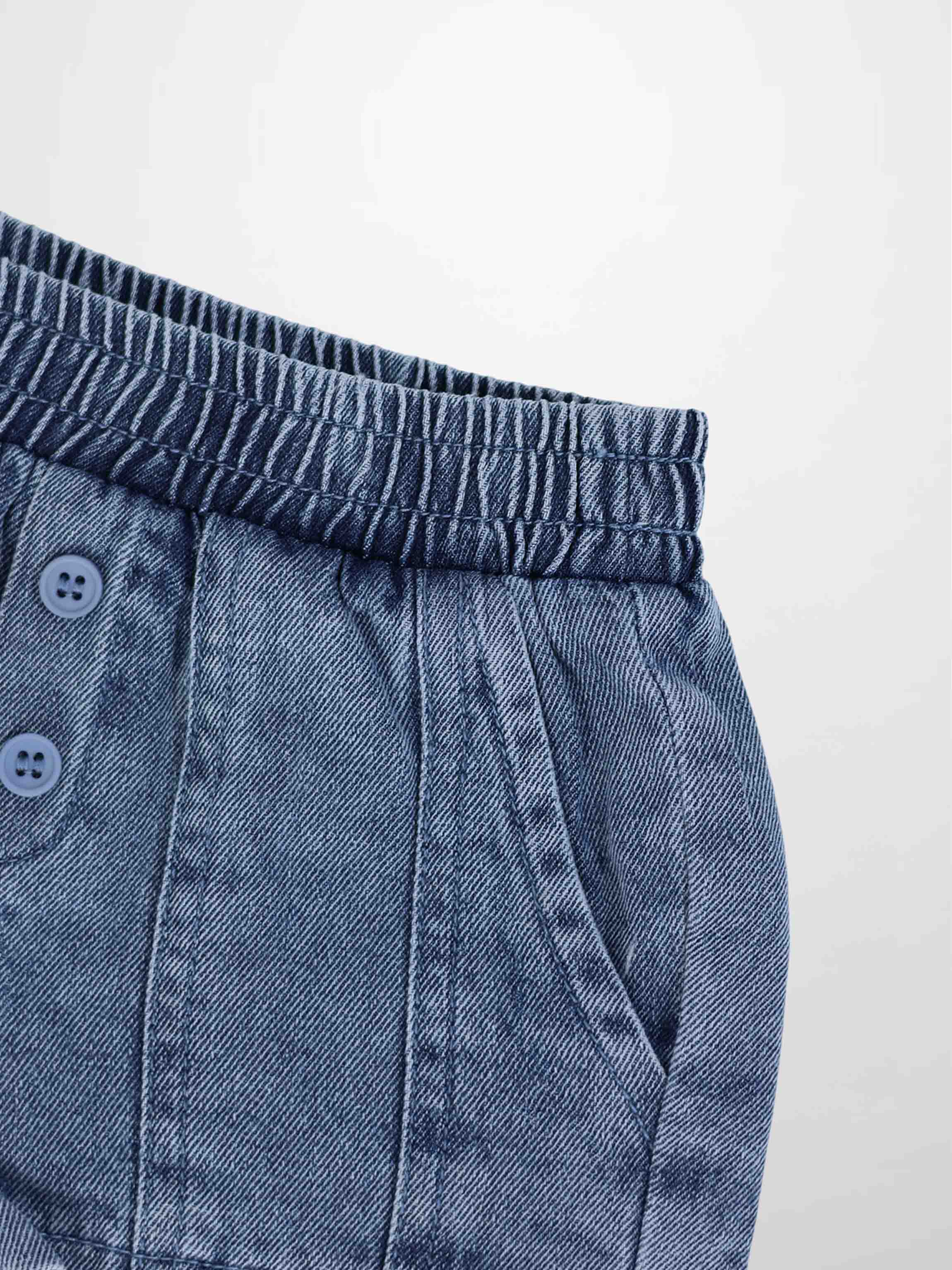 Paneled Shorts - Blue Denim