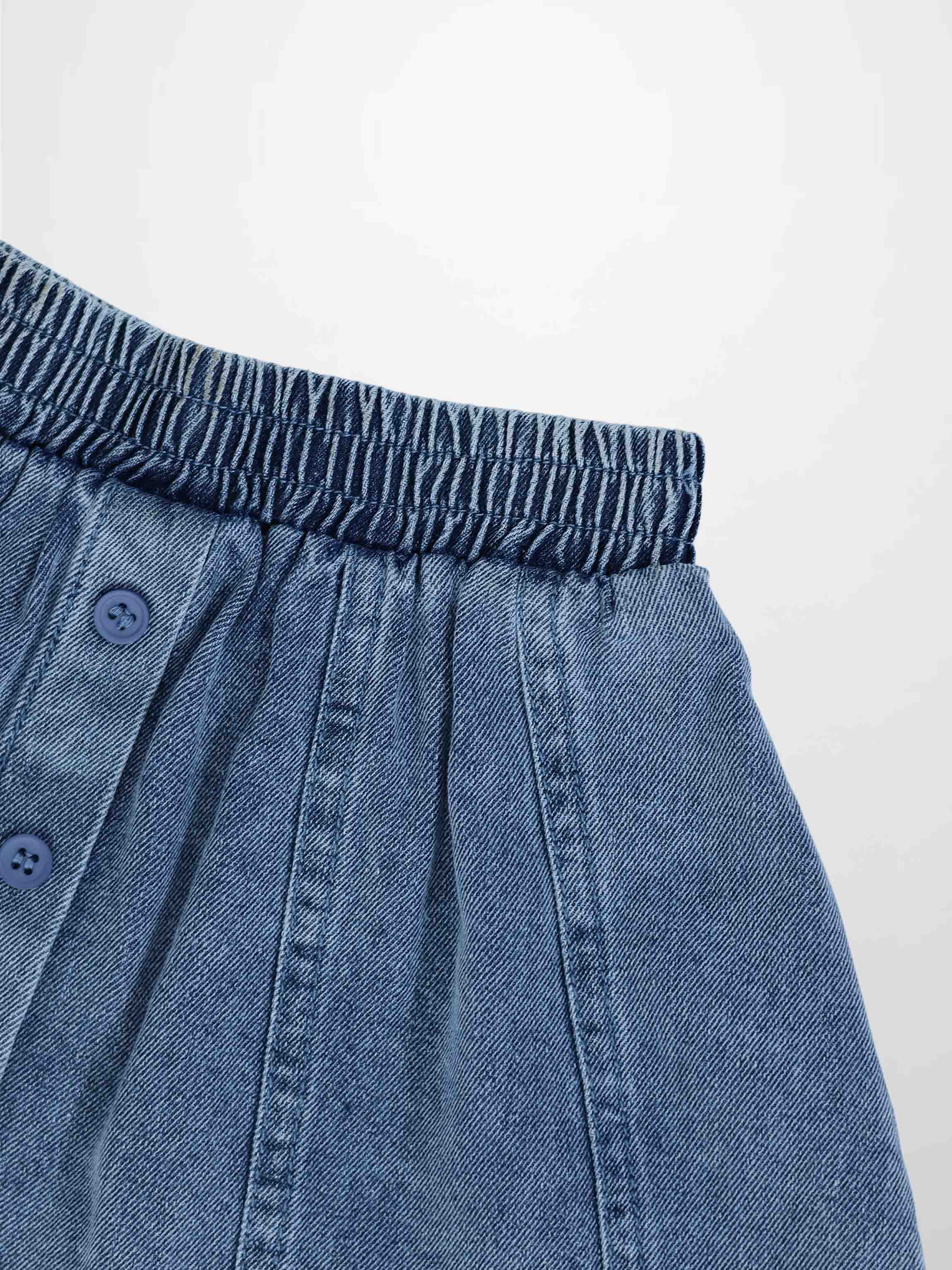 Paneled Skirt - Blue Denim