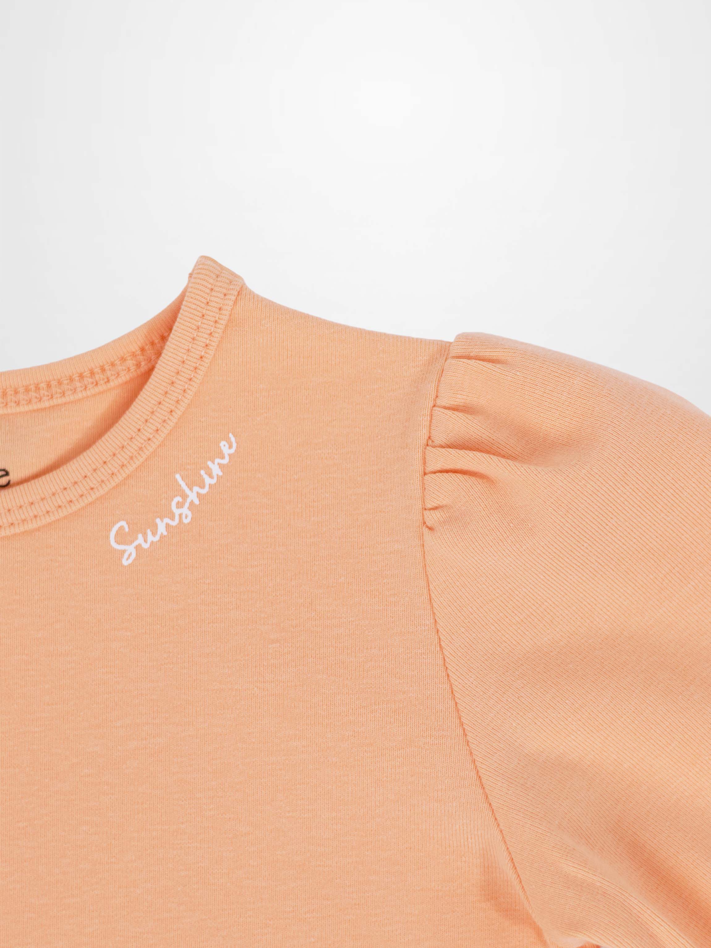 3/4 Puff Sleeve T-shirt - Peach