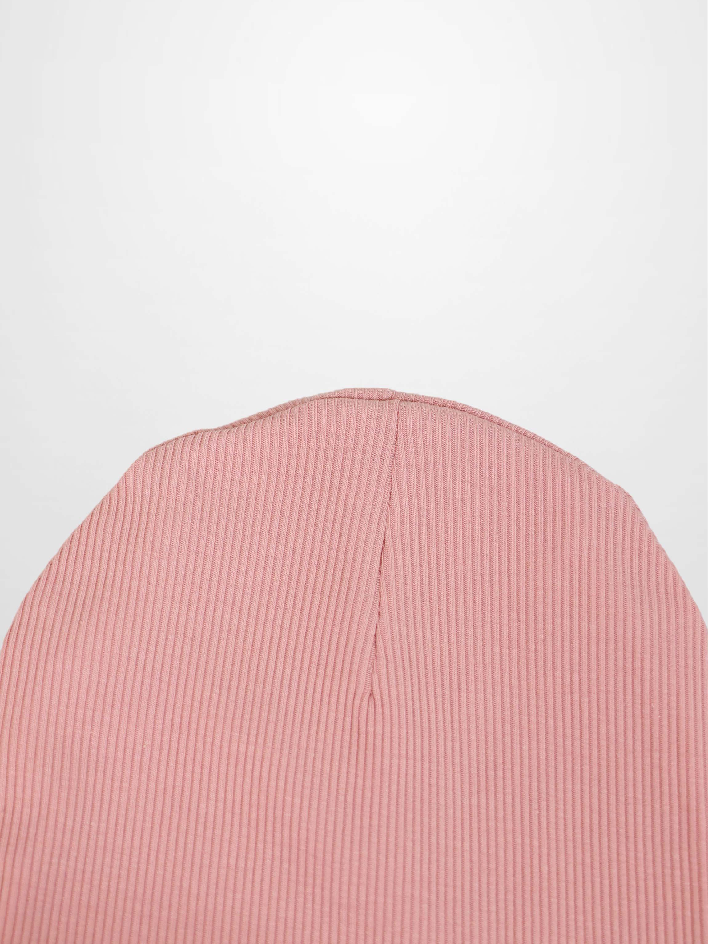 Thin Ribbed Beanie-Light Pink