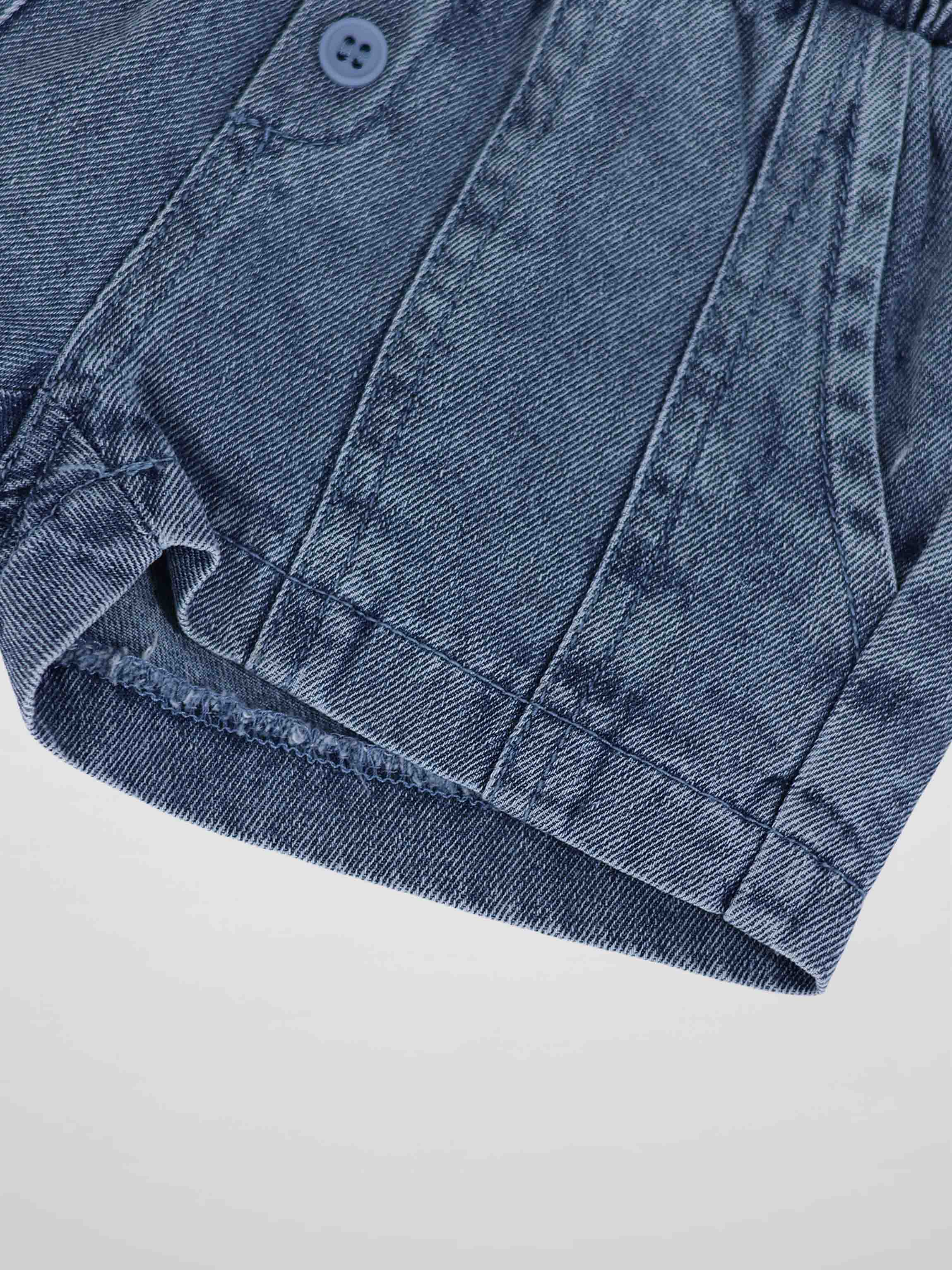 Paneled Shorts - Blue Denim