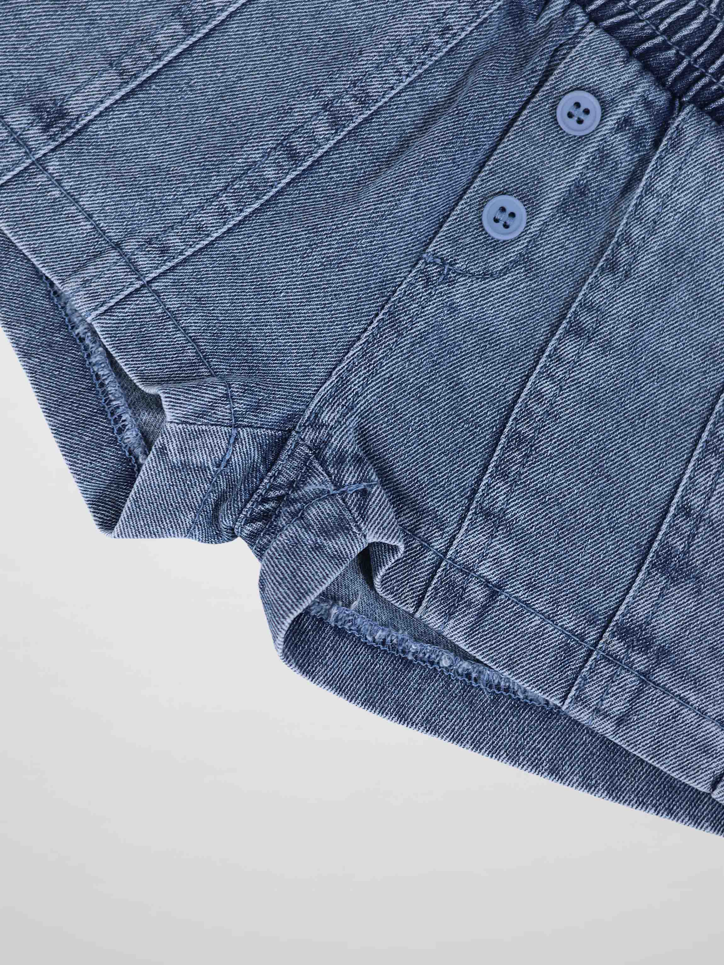 Paneled Shorts - Blue Denim