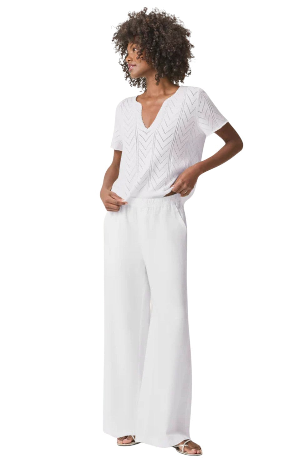 Angie Palazzo Pant - White