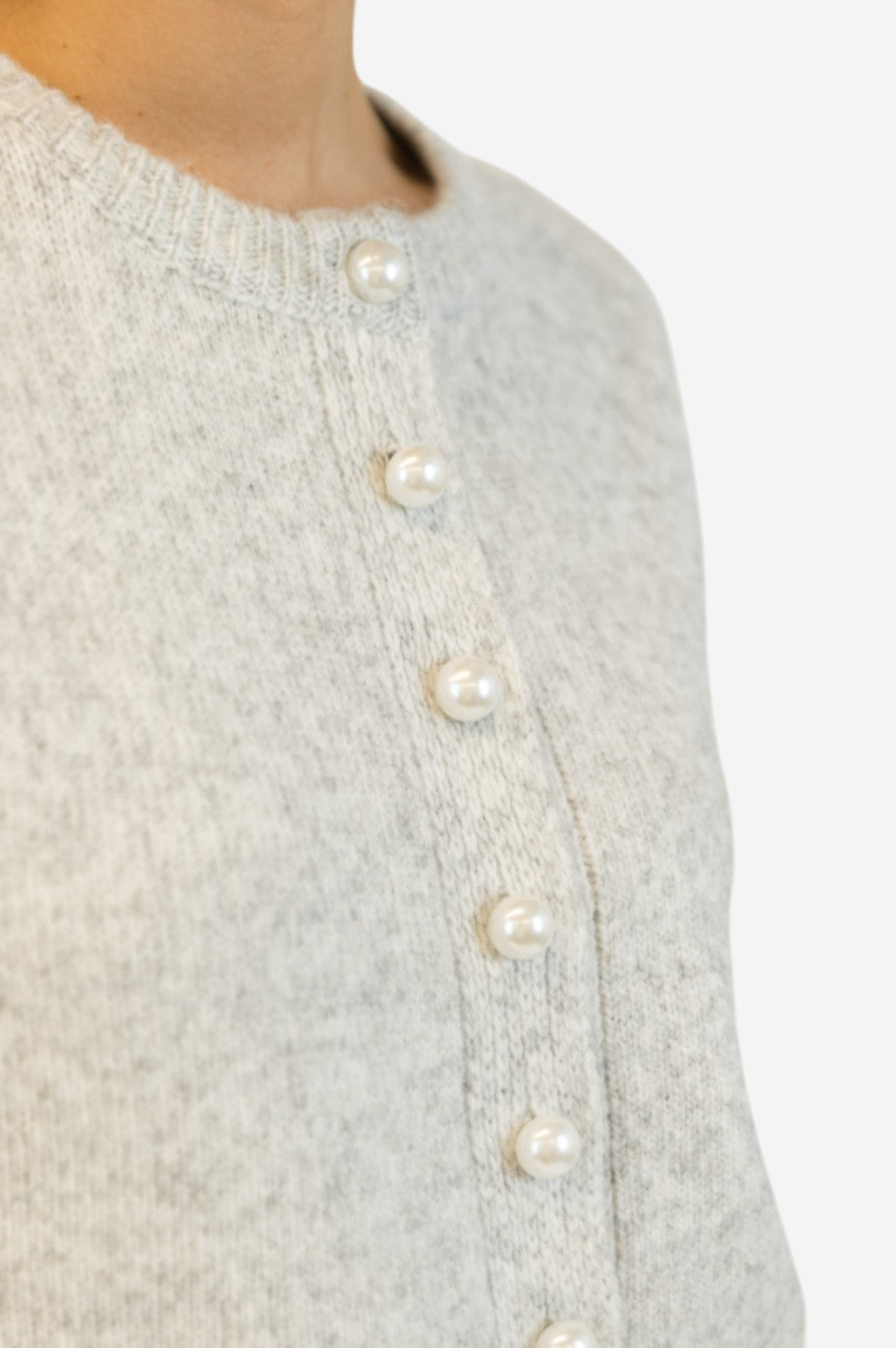 Aisha Pearl Cardigan - Light Grey