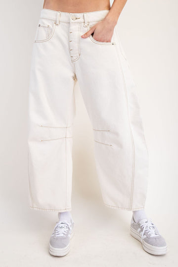 Sofie Off White Barrel Leg Jeans
