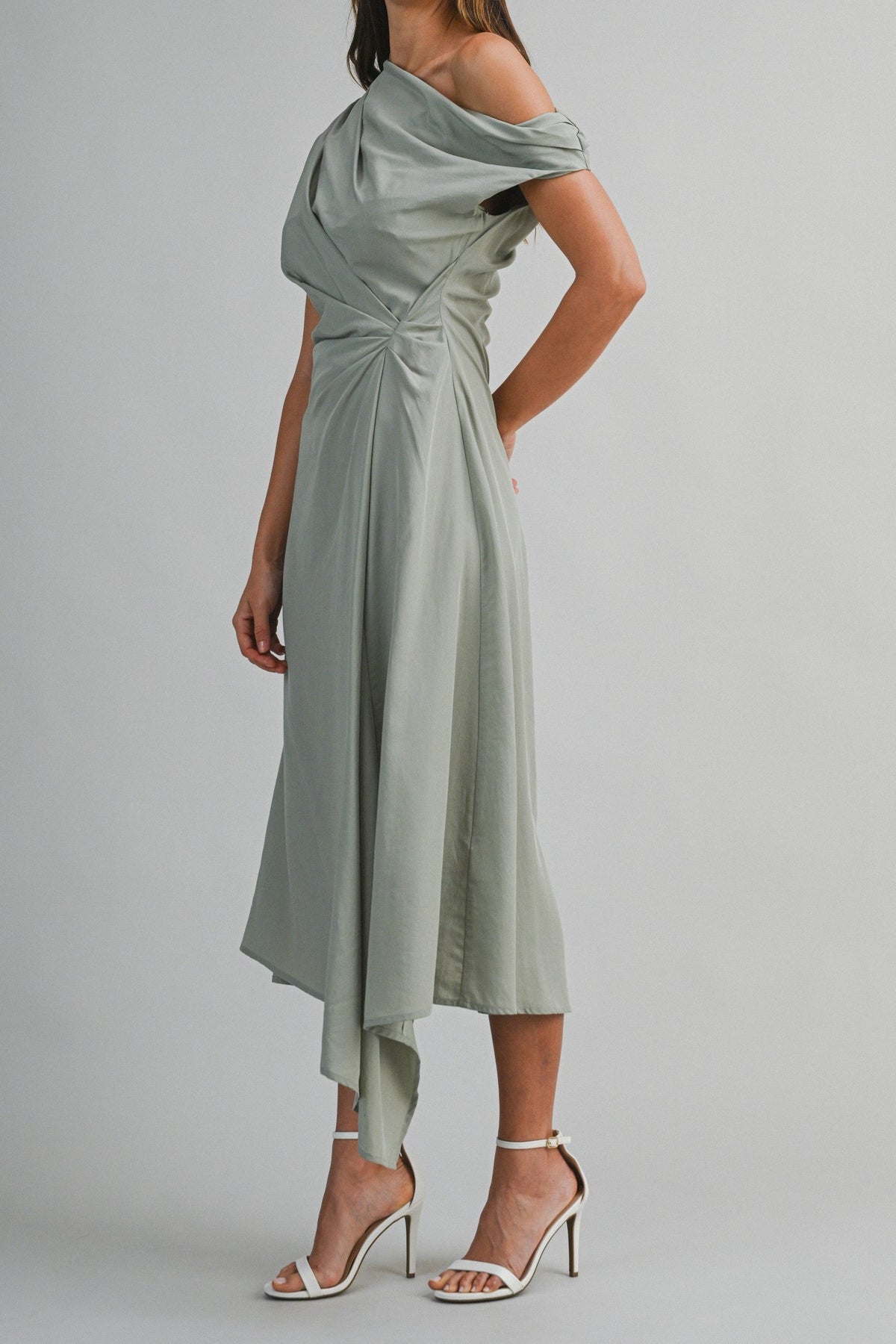 ANA ONE-SHOULDER MIDI DRESS