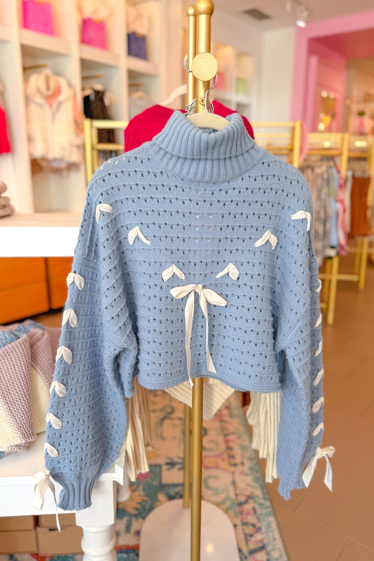Baby Blue Ribbon Thread Knit Sweater