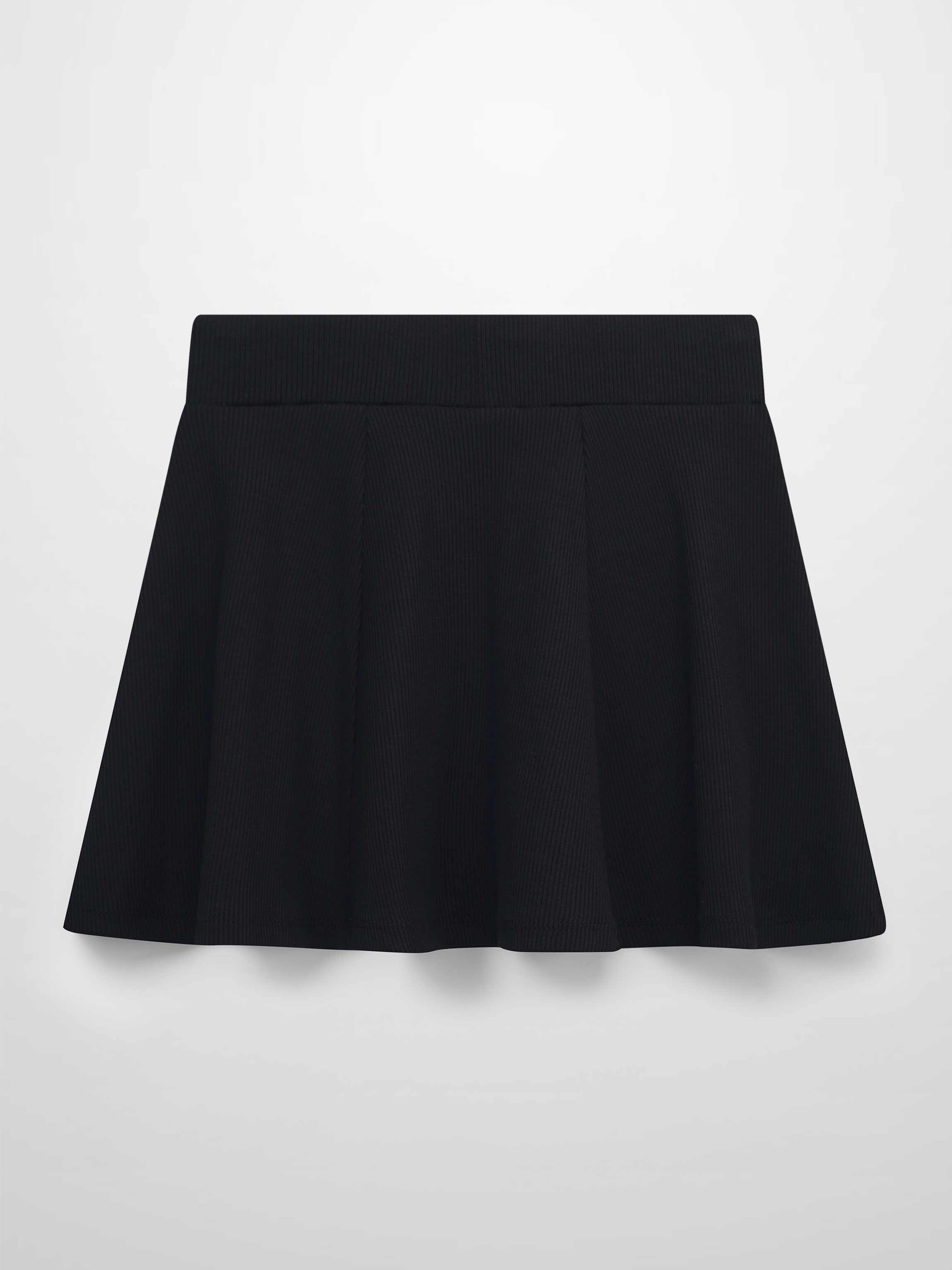 6 Panel Skirt - Black Ribbed
