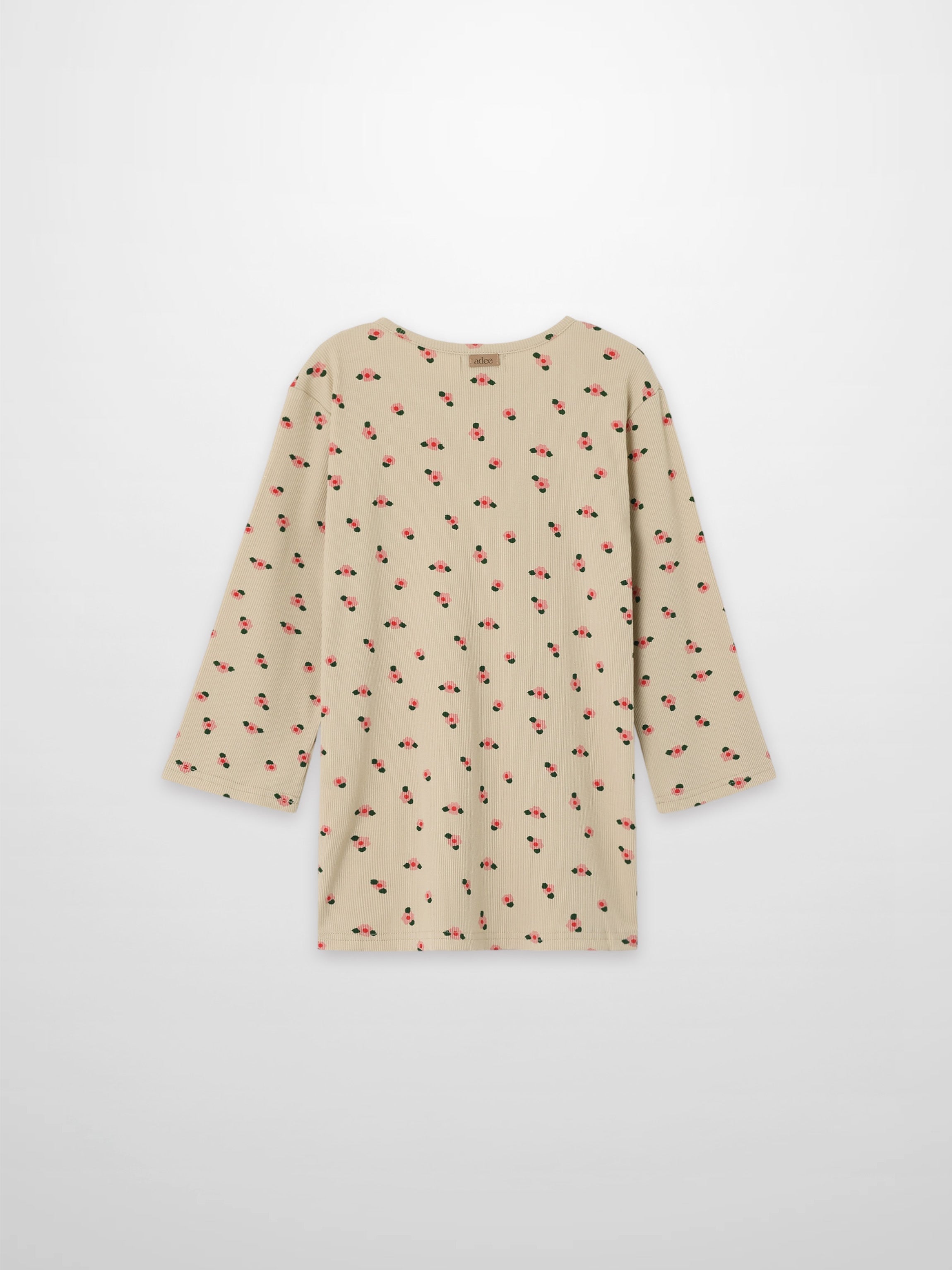 Tan Floral T-shirt - 3/4 Sleeve