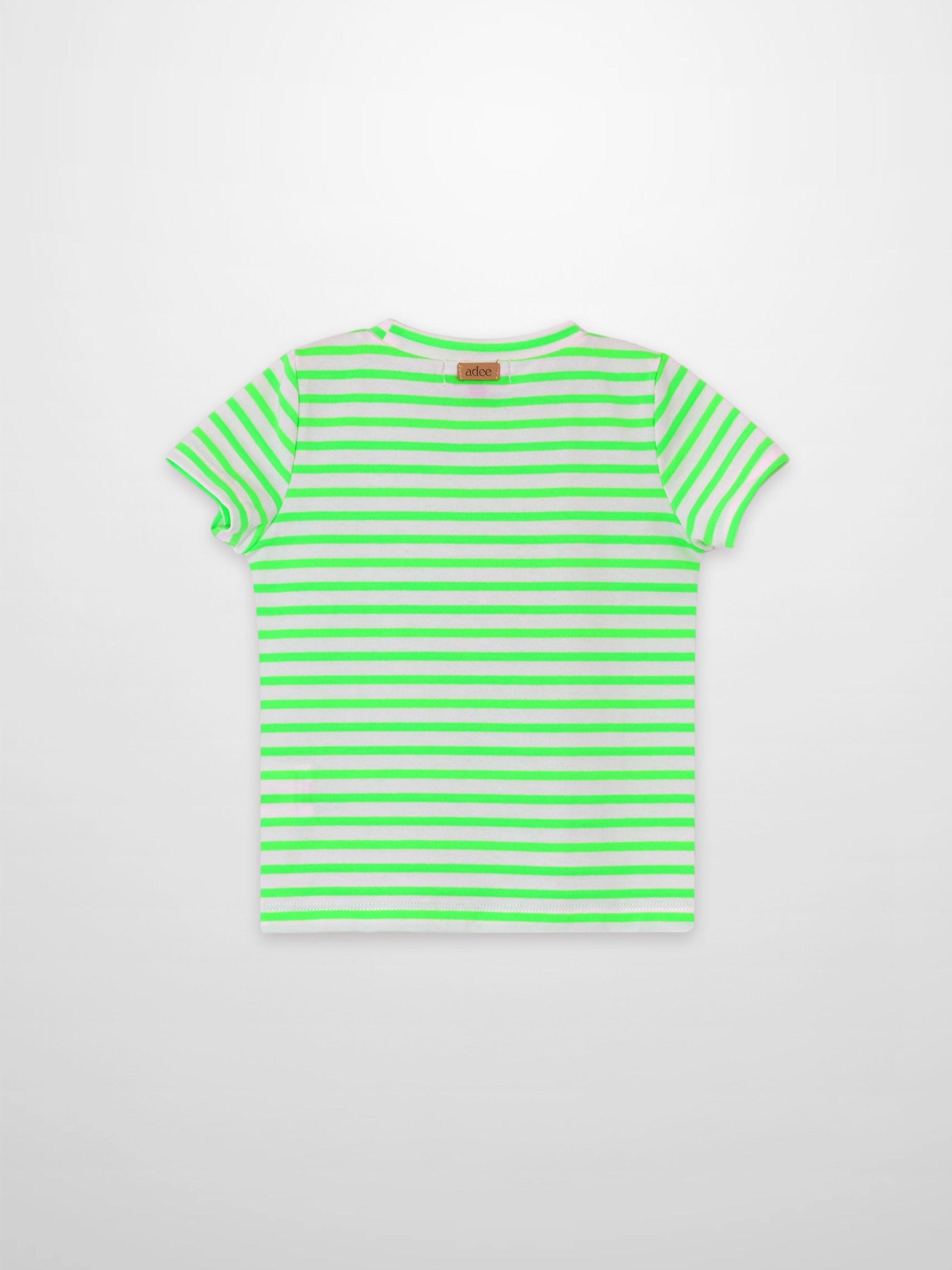 Neon Green Striped Boxy T-shirt  - Short Sleeve