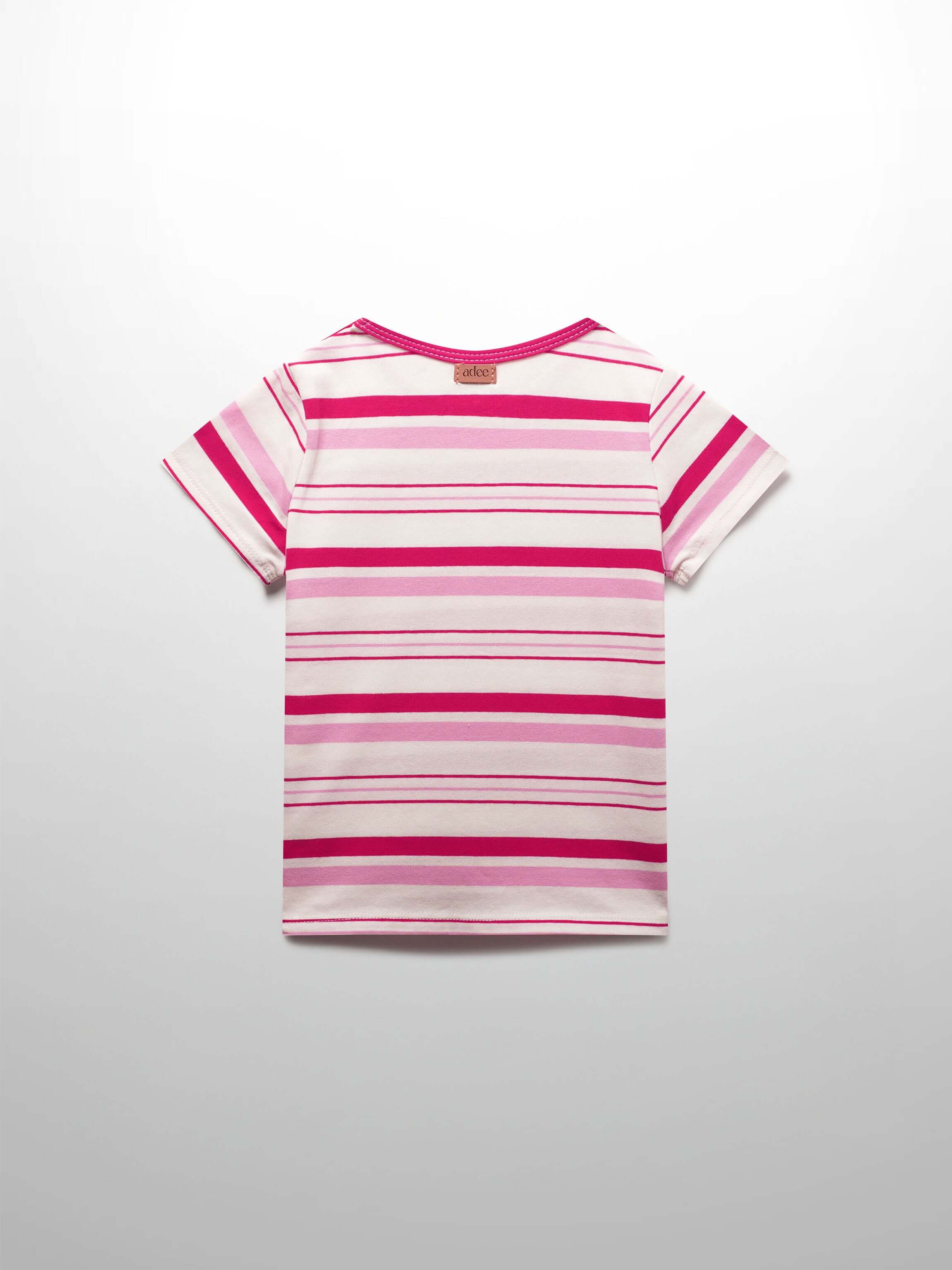 Pink & Red Striped Short Sleeve T-Shirt