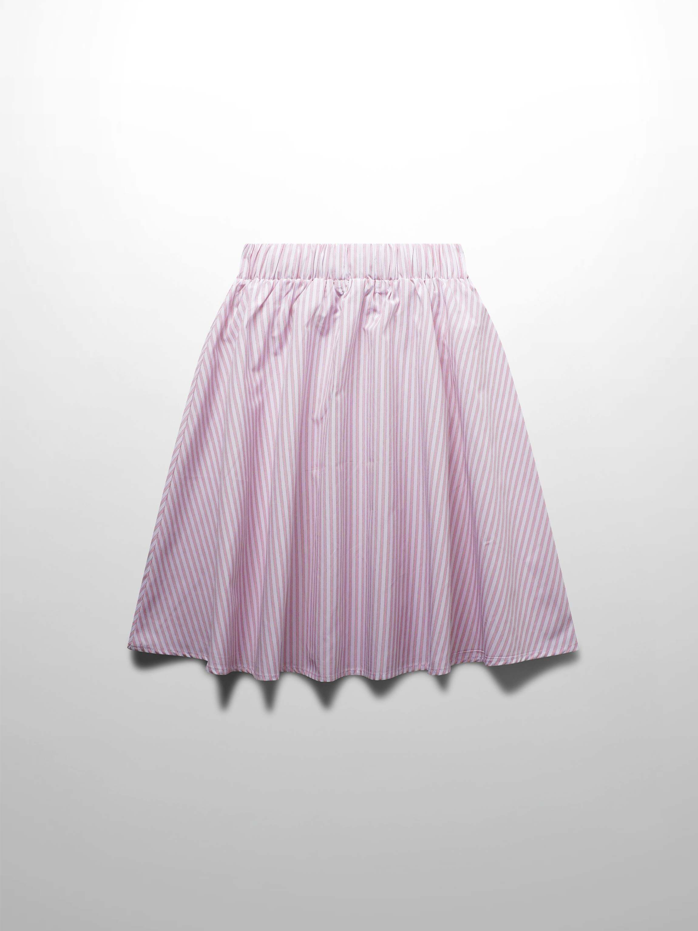 Striped Cotton Skirt-Pink