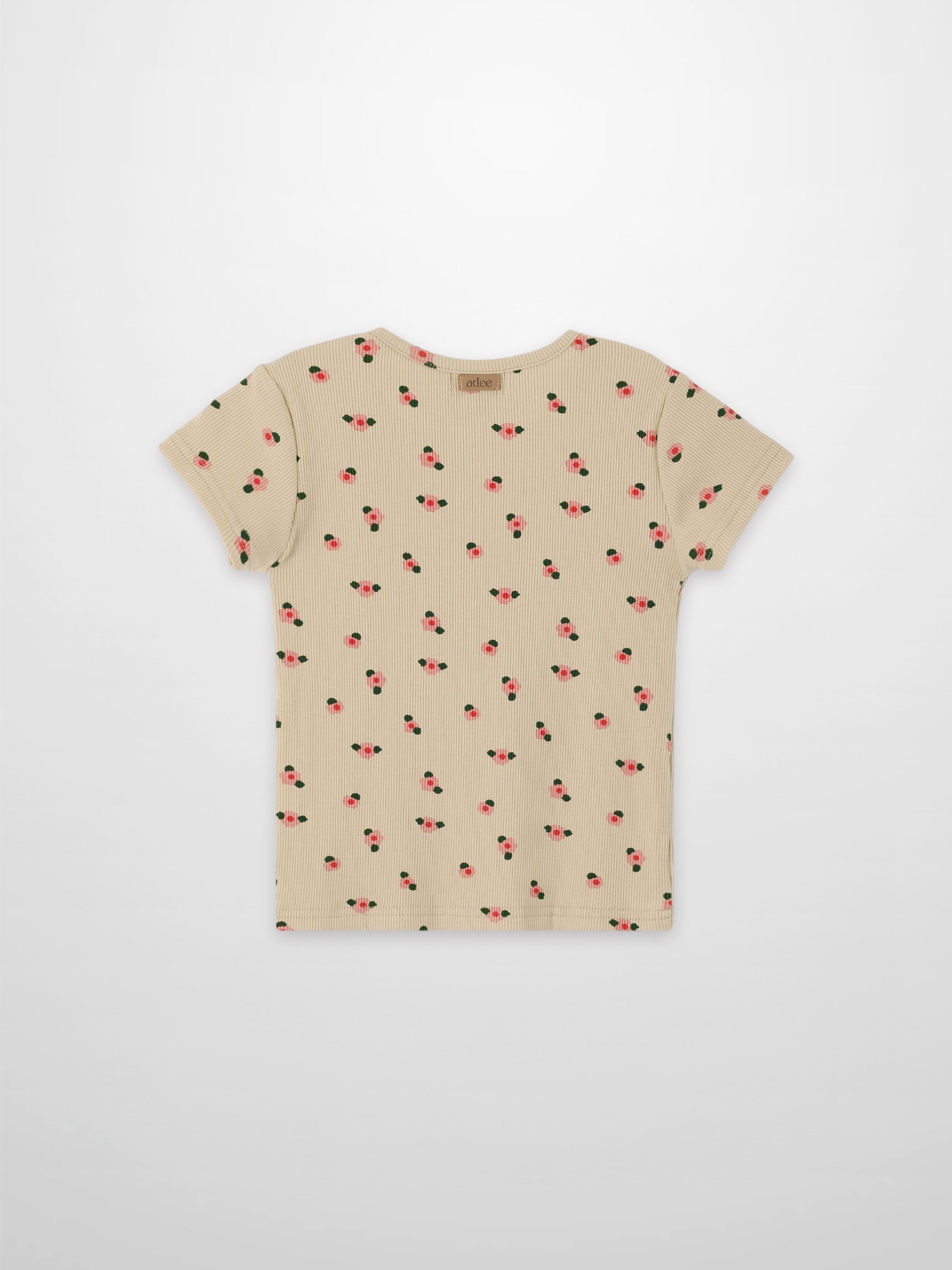 Tan Floral T-shirt - Short Sleeve