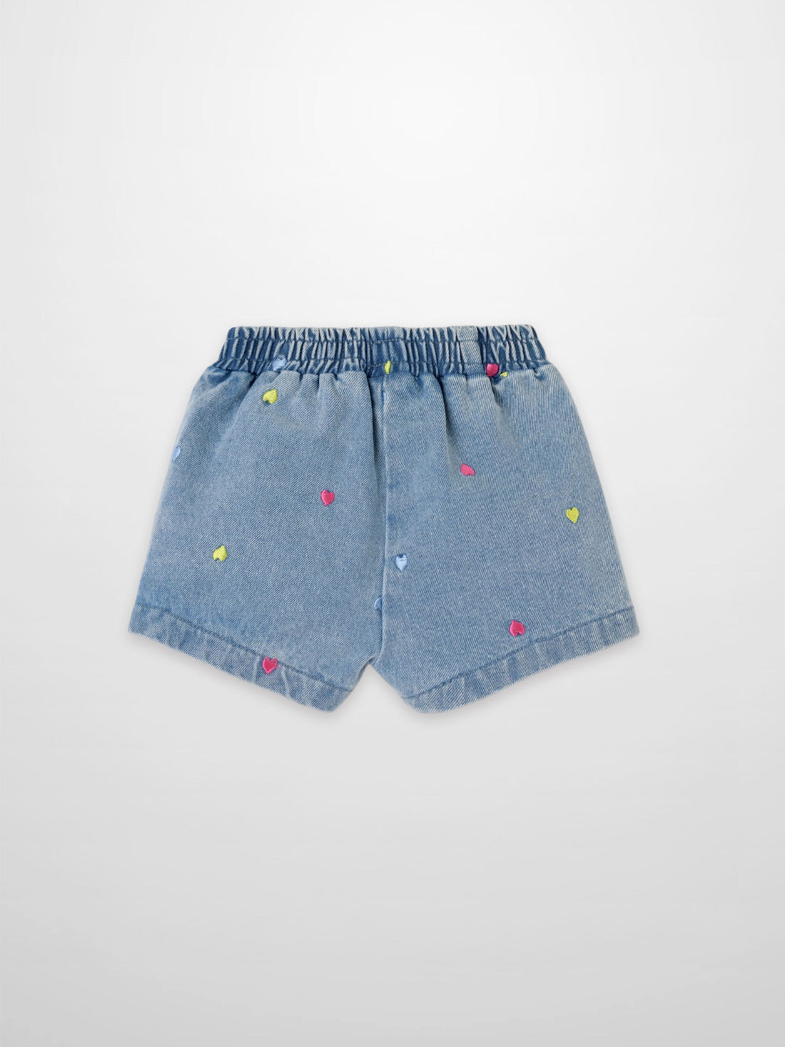 Embroidered Heart Denim Shorts