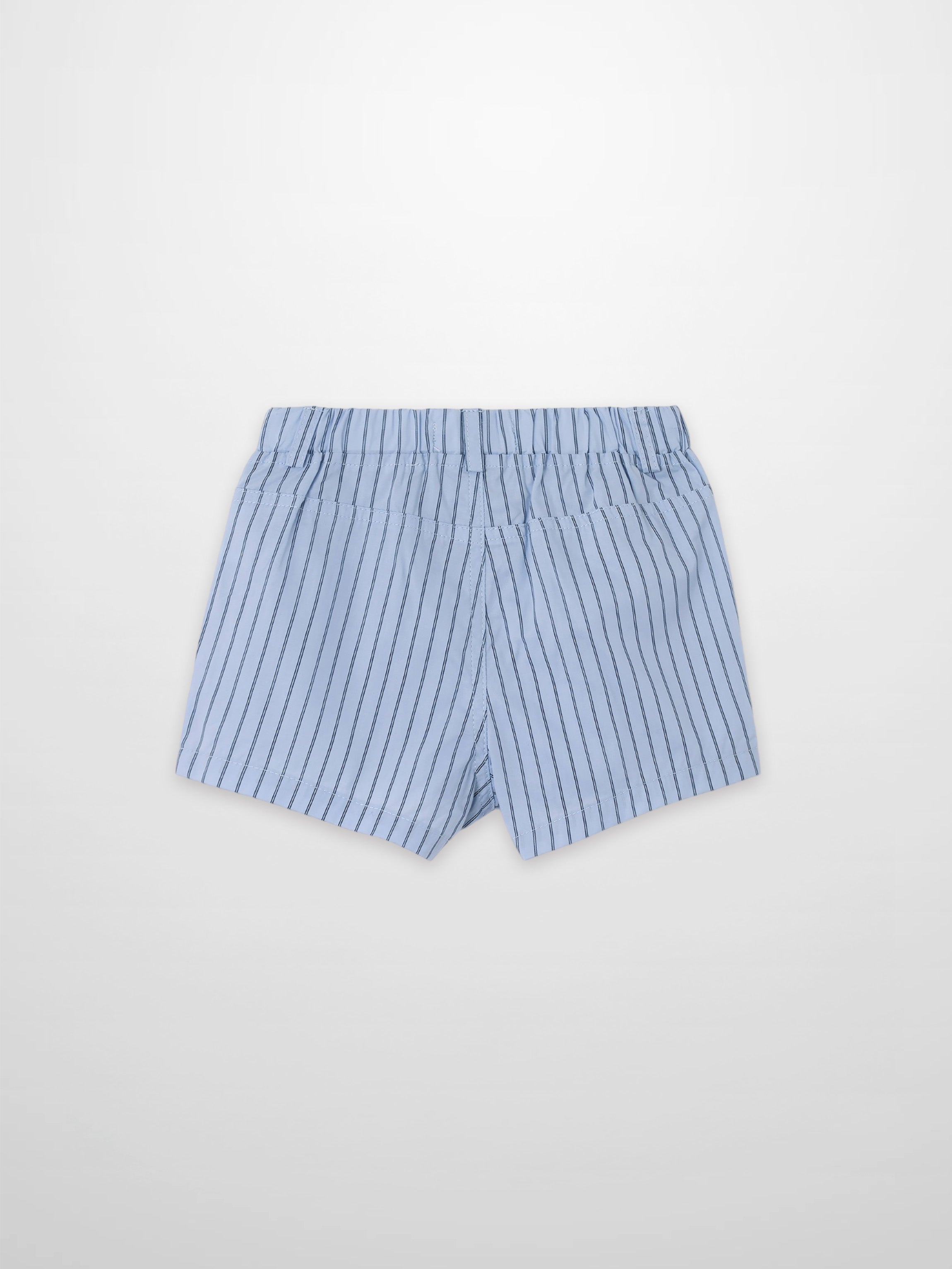 Striped Cotton Shorts - Blue