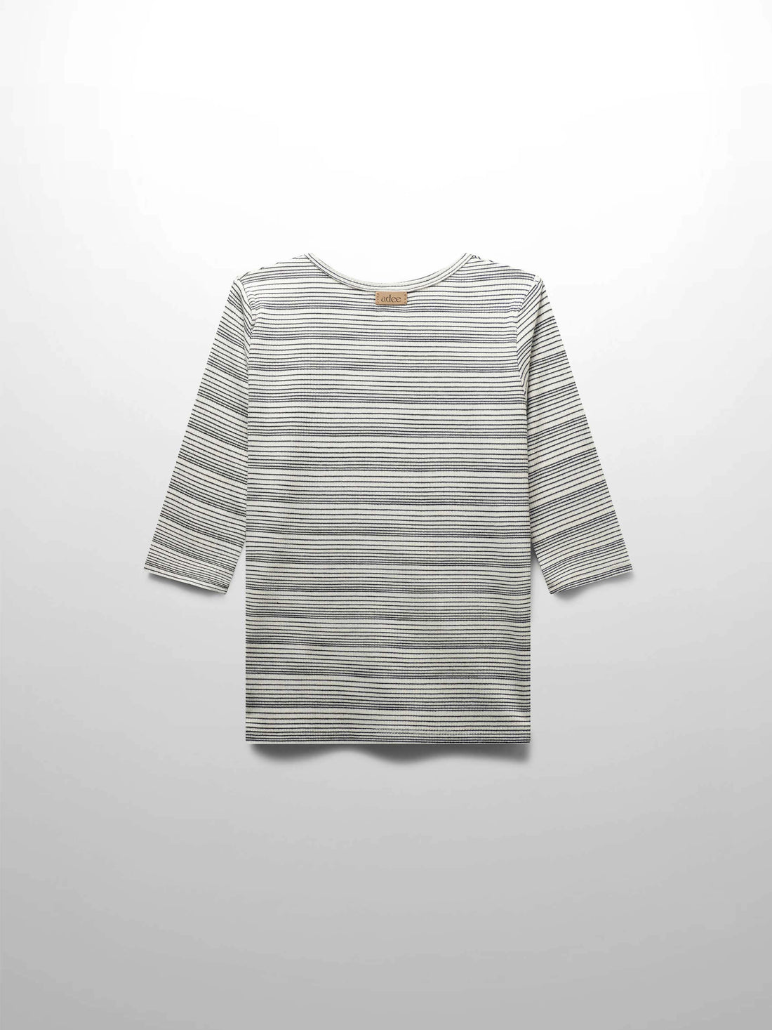 Black Striped  Fitted 3/4 Sleeve T-Shirt
