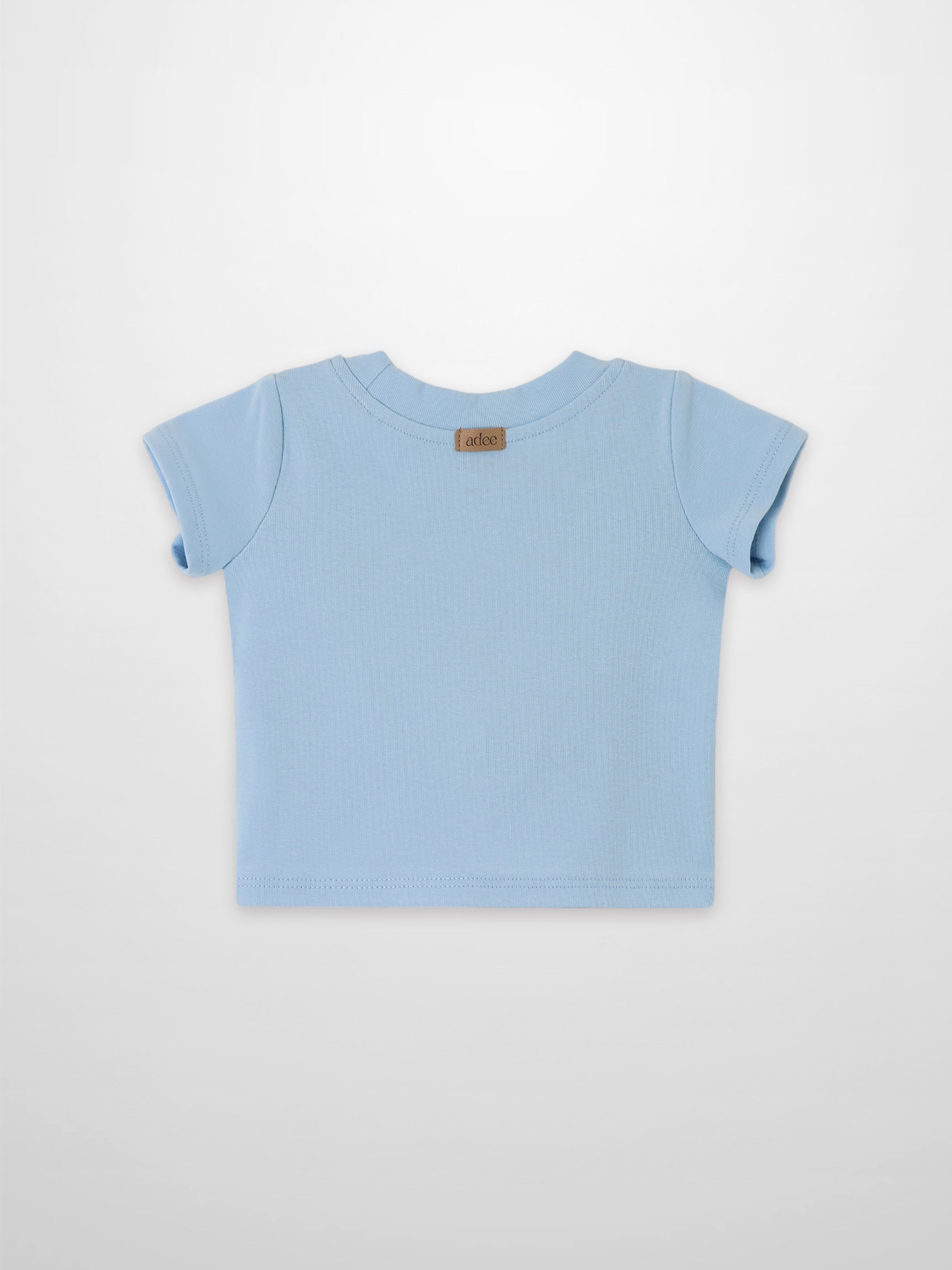 Short Sleeve Emblem Boxy T-Shirt - Light Blue