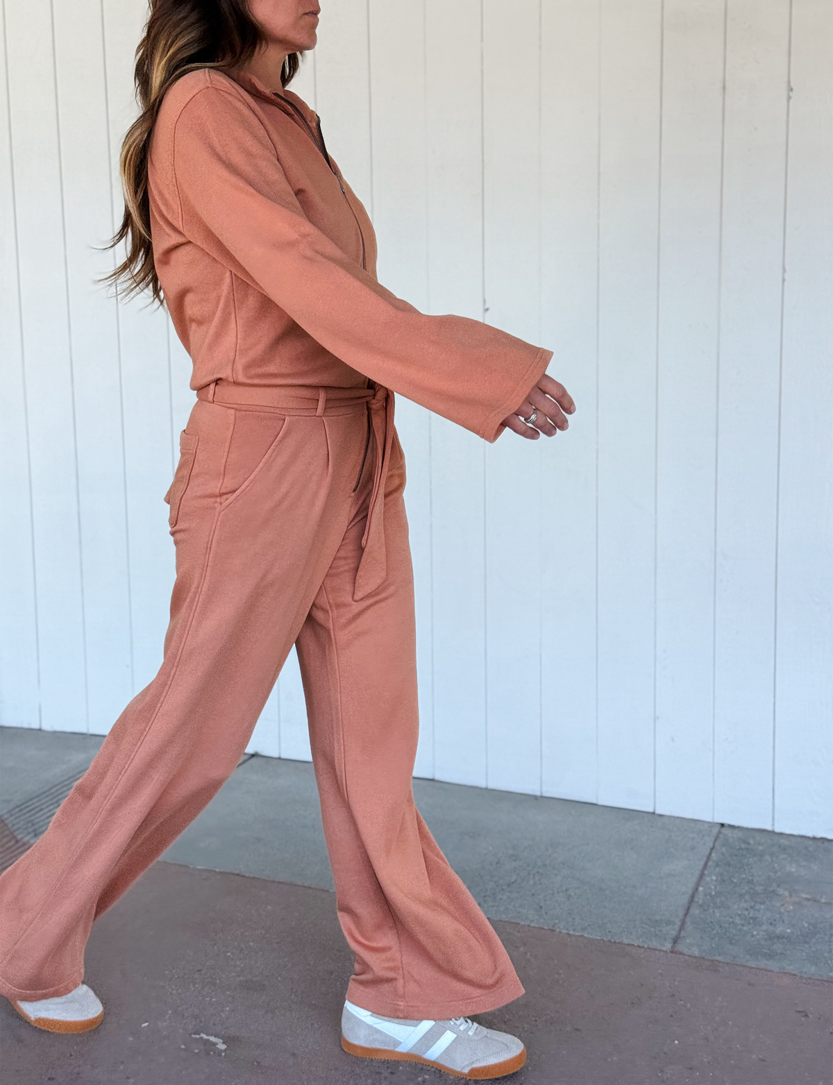 L/S Wide Leg Jumpsuit, Chai