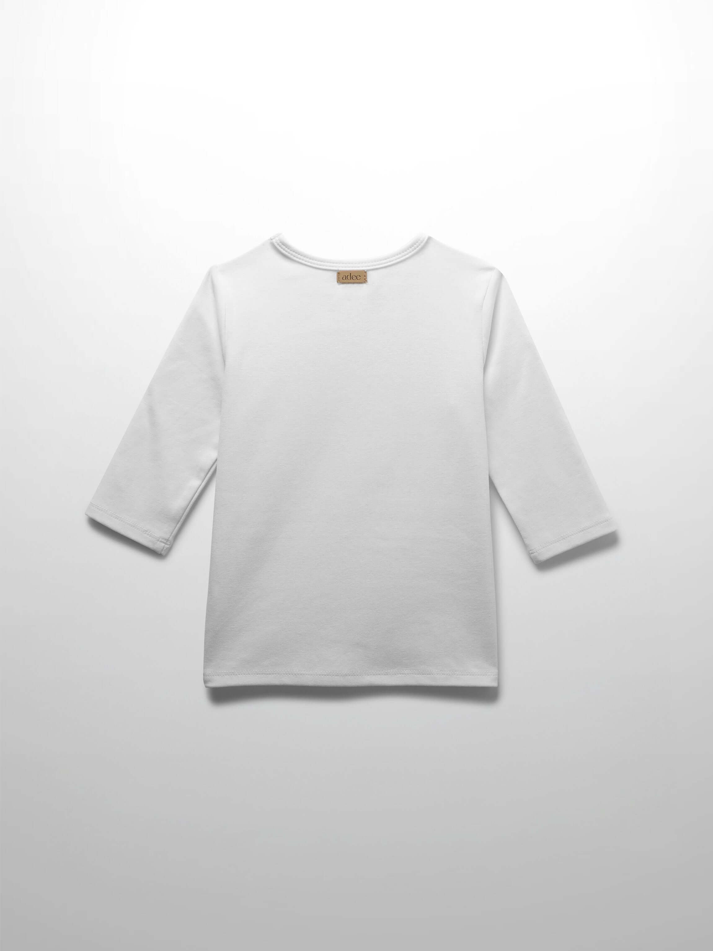 White Fitted 3/4 Sleeve T-Shirt