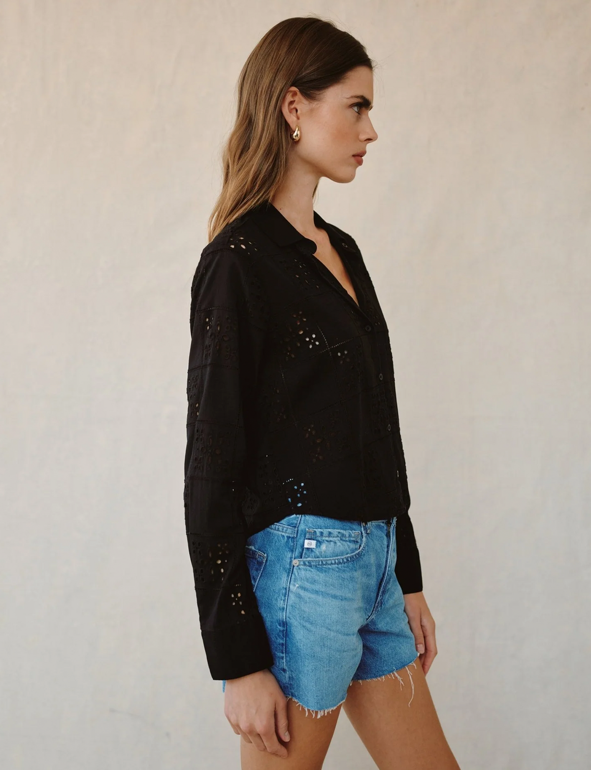 Contrast Button Down, Black