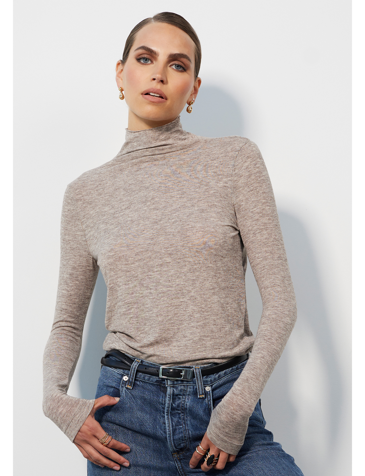 Kane Turtleneck, Heather Brown