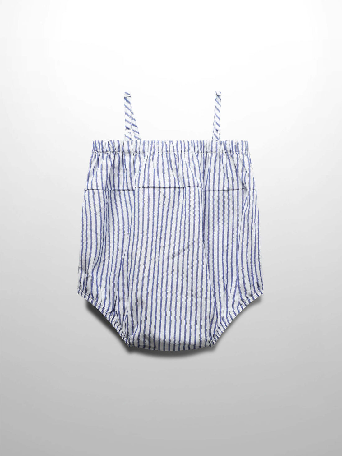 Striped Cotton Romper-Blue