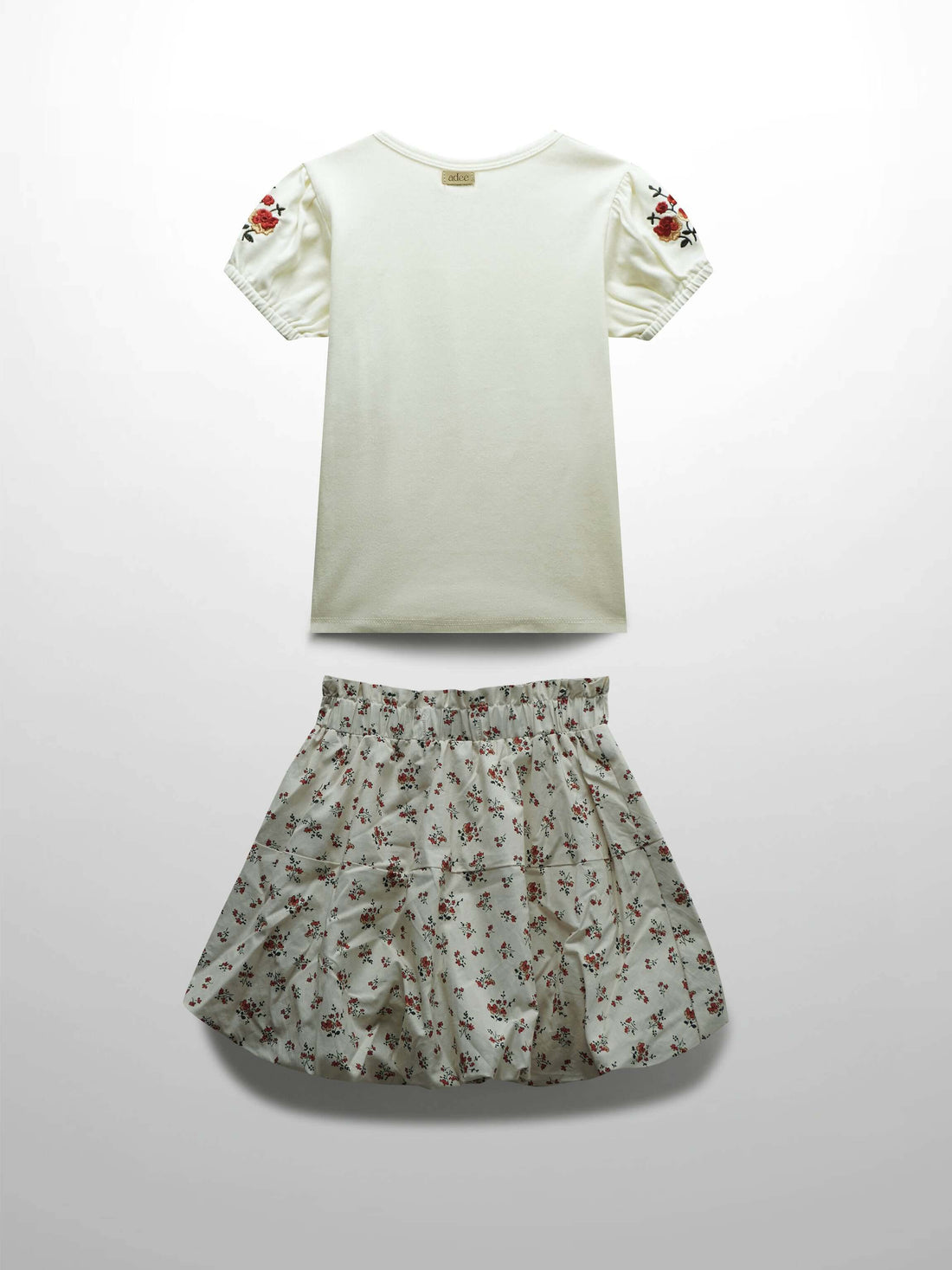 Floral Bubble Skirt with Short Sleeve T-shirt