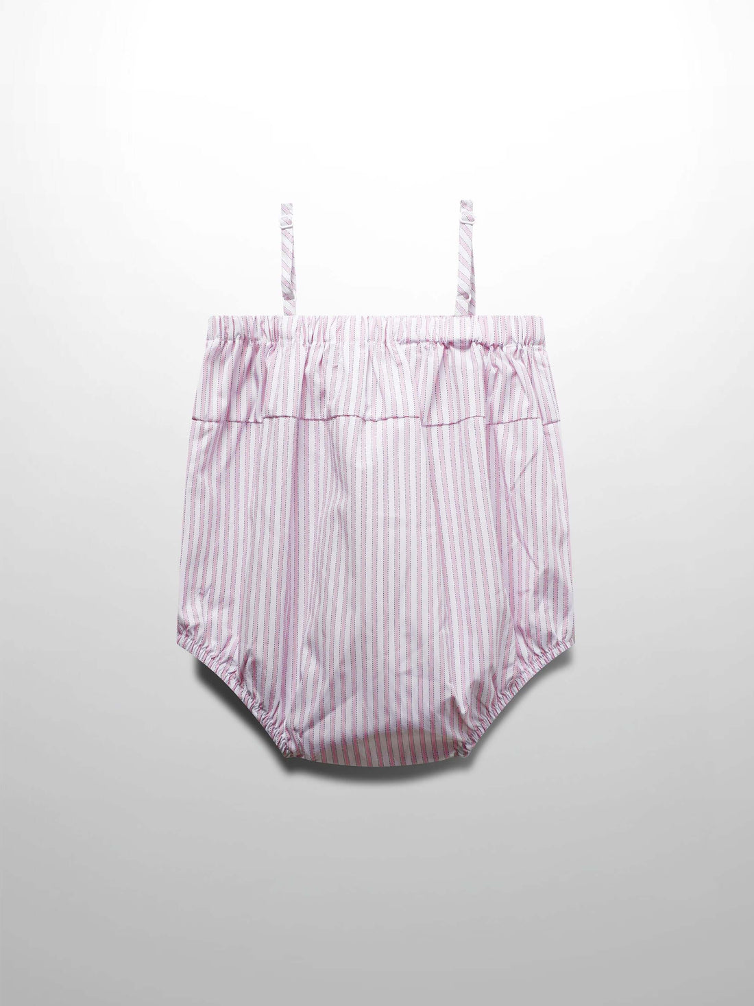 Striped Cotton Romper-Pink