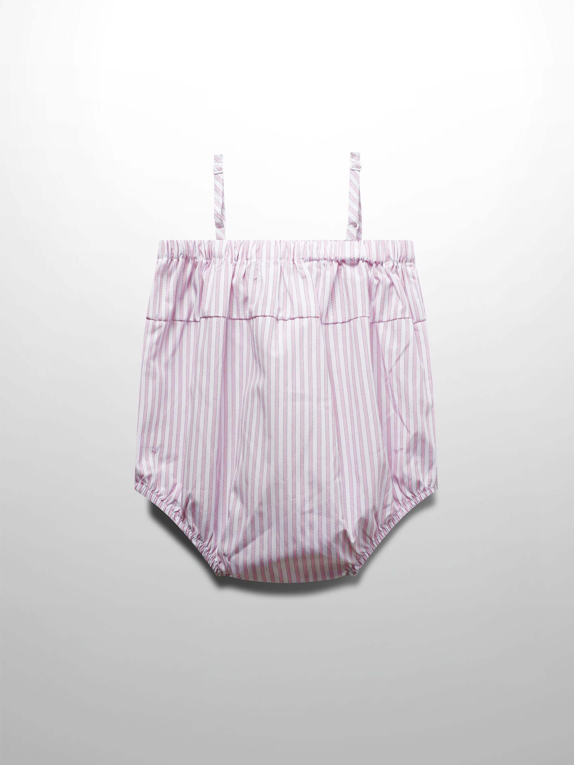 Striped Cotton Romper-Pink