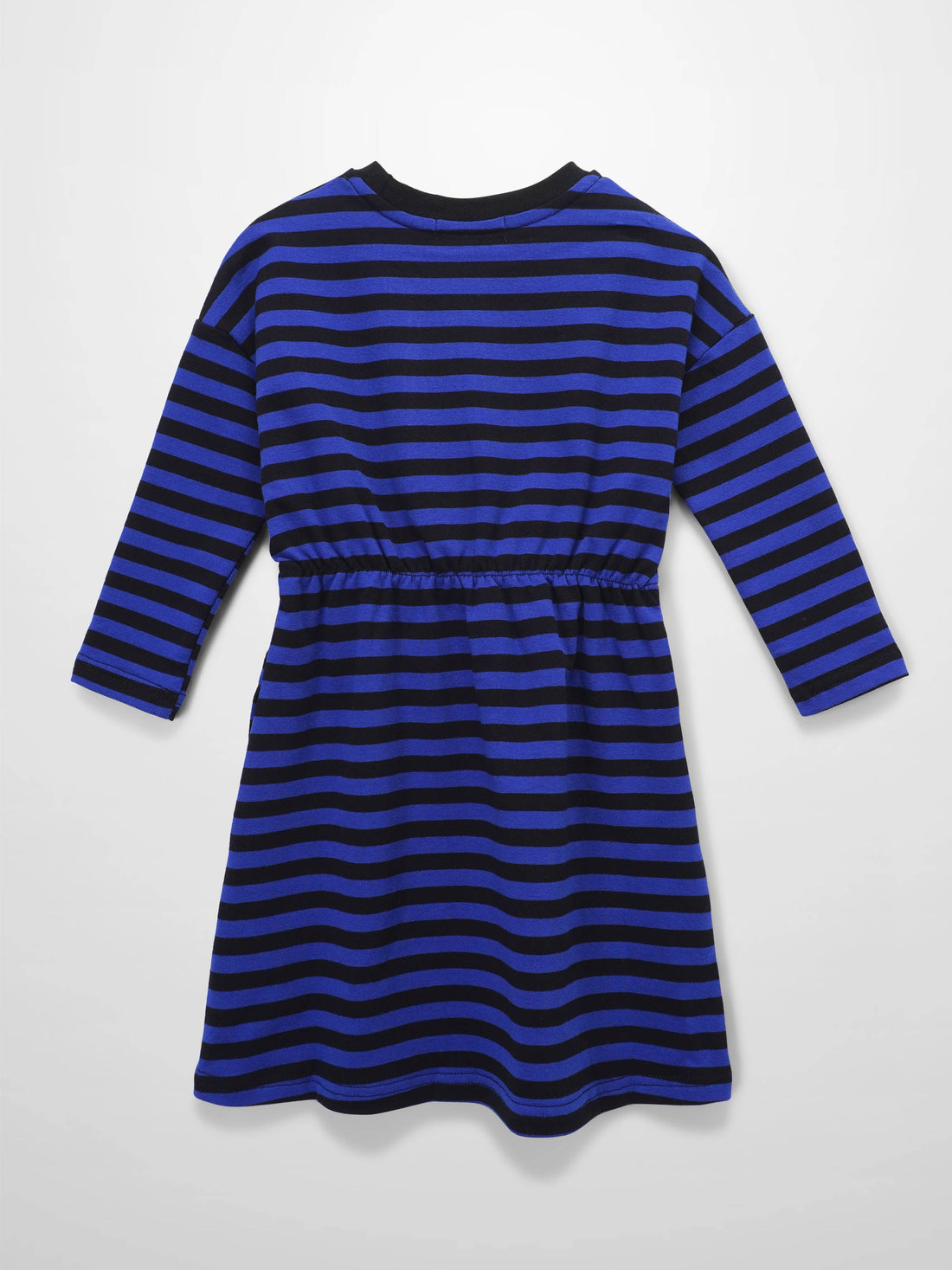 Striped Drawstring Dress - Blue & Black