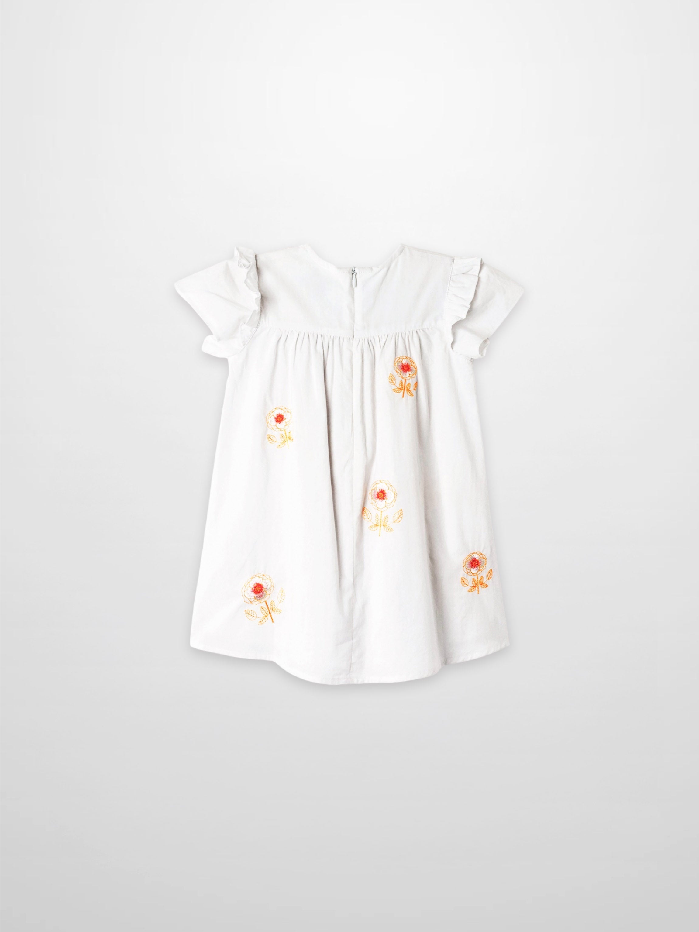 Embroidered Flower Dress - Short Sleeve