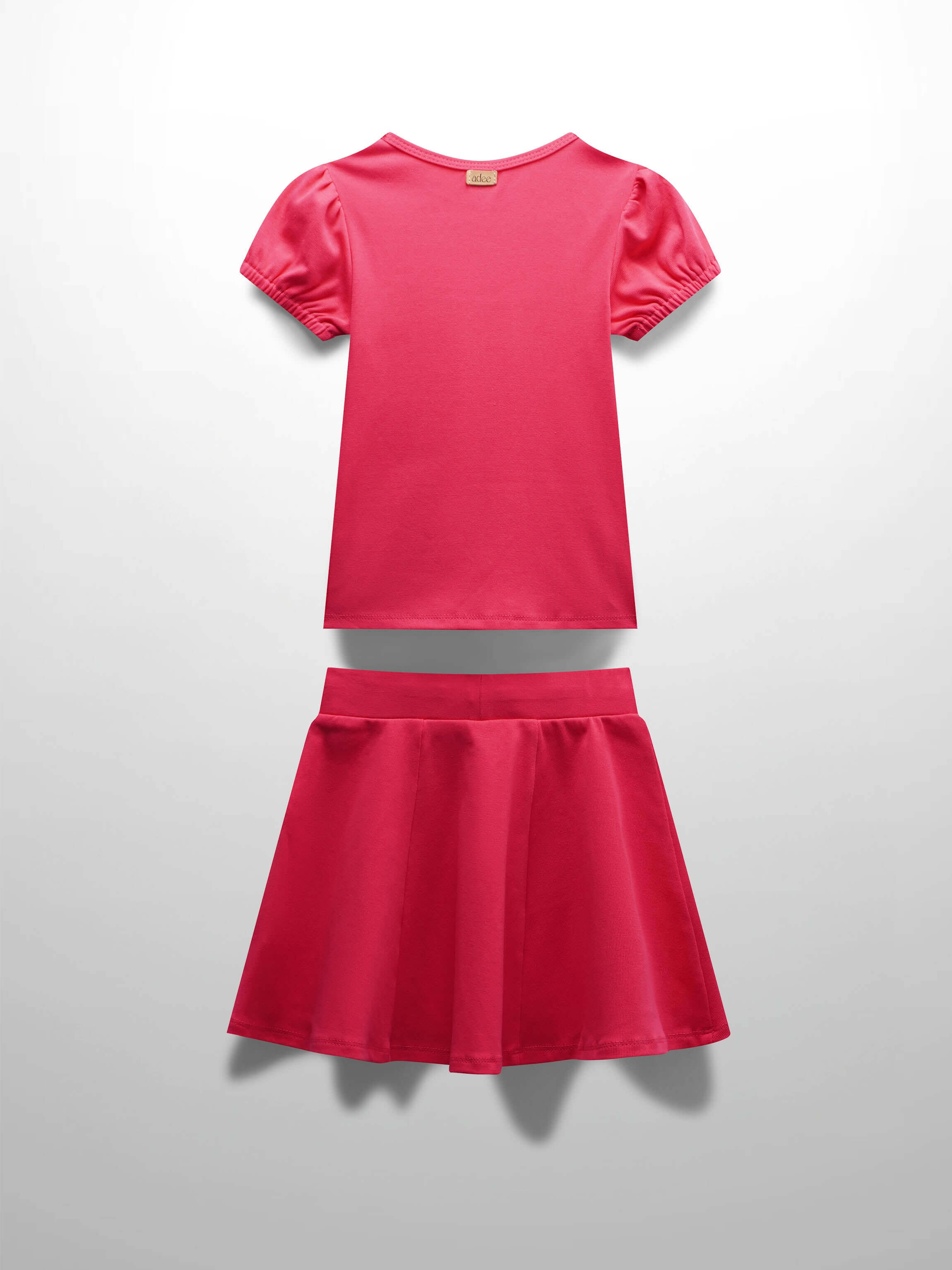 Pink Skirt with Short Sleeve Bubble Shirt