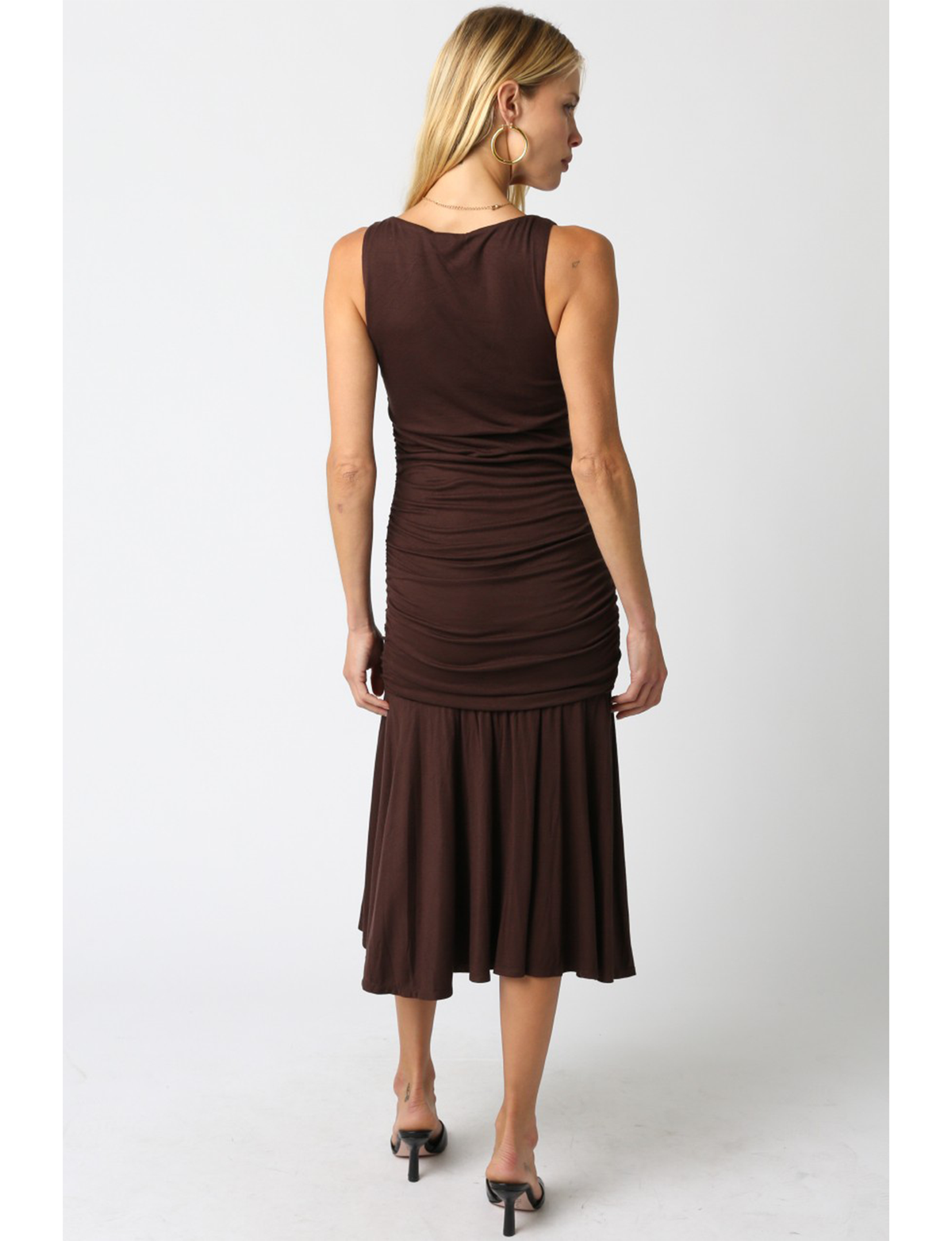 Danna Ruffle Dress, Dark Brown