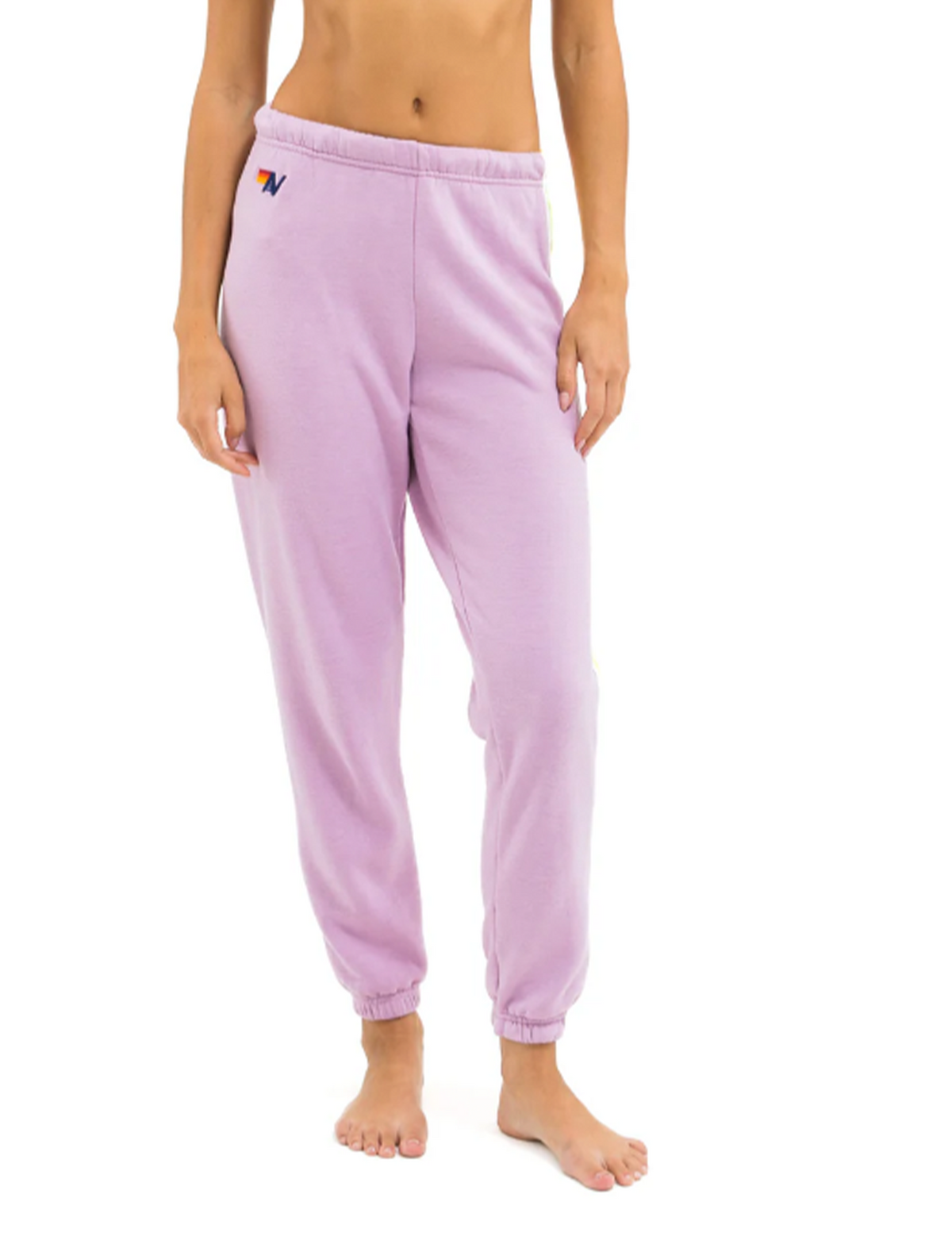 5 Stripe Sweatpants, Mauve/White Neon
