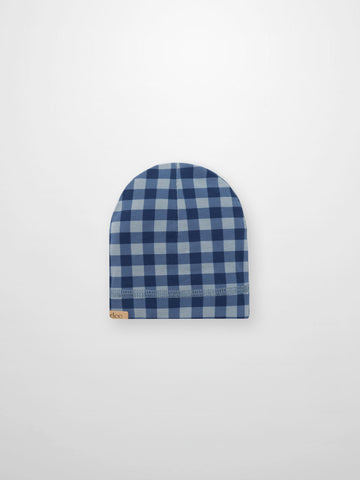 Blue Gingham Beanie