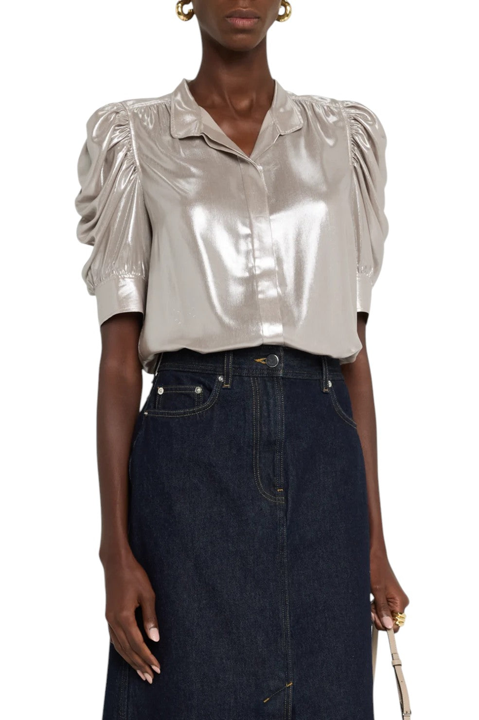 Lurex Gillian Top - Silver Lame