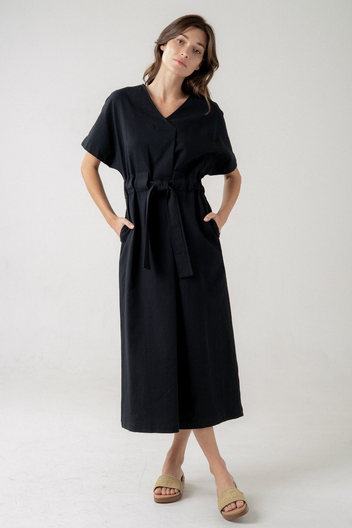 DELIA BLACK MIDI DRESS