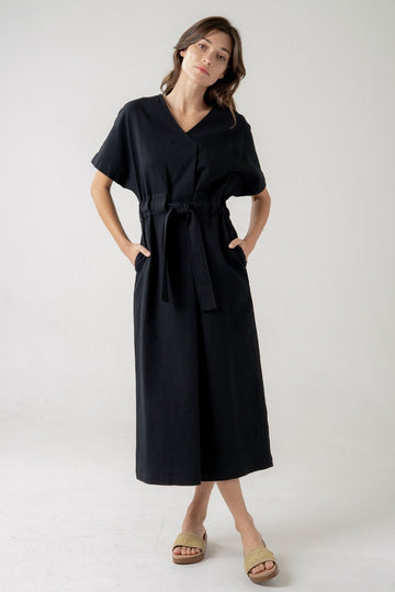 DELIA BLACK MIDI DRESS