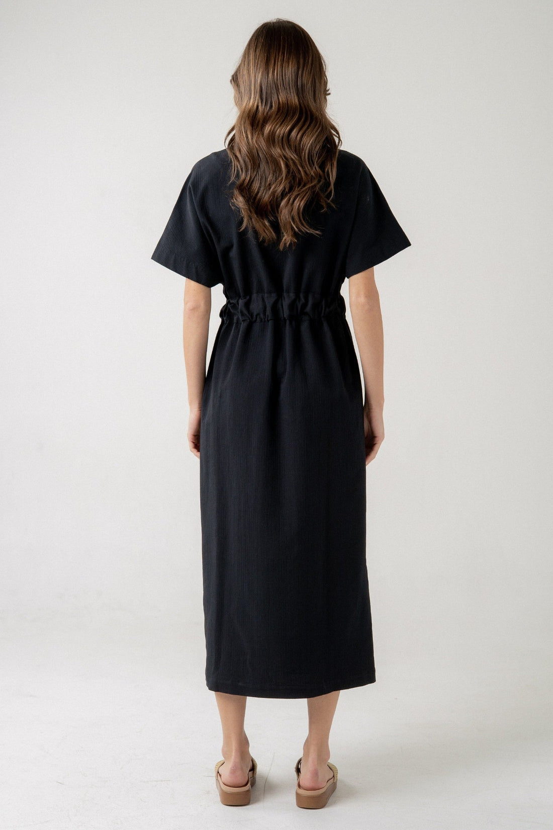 DELIA BLACK MIDI DRESS