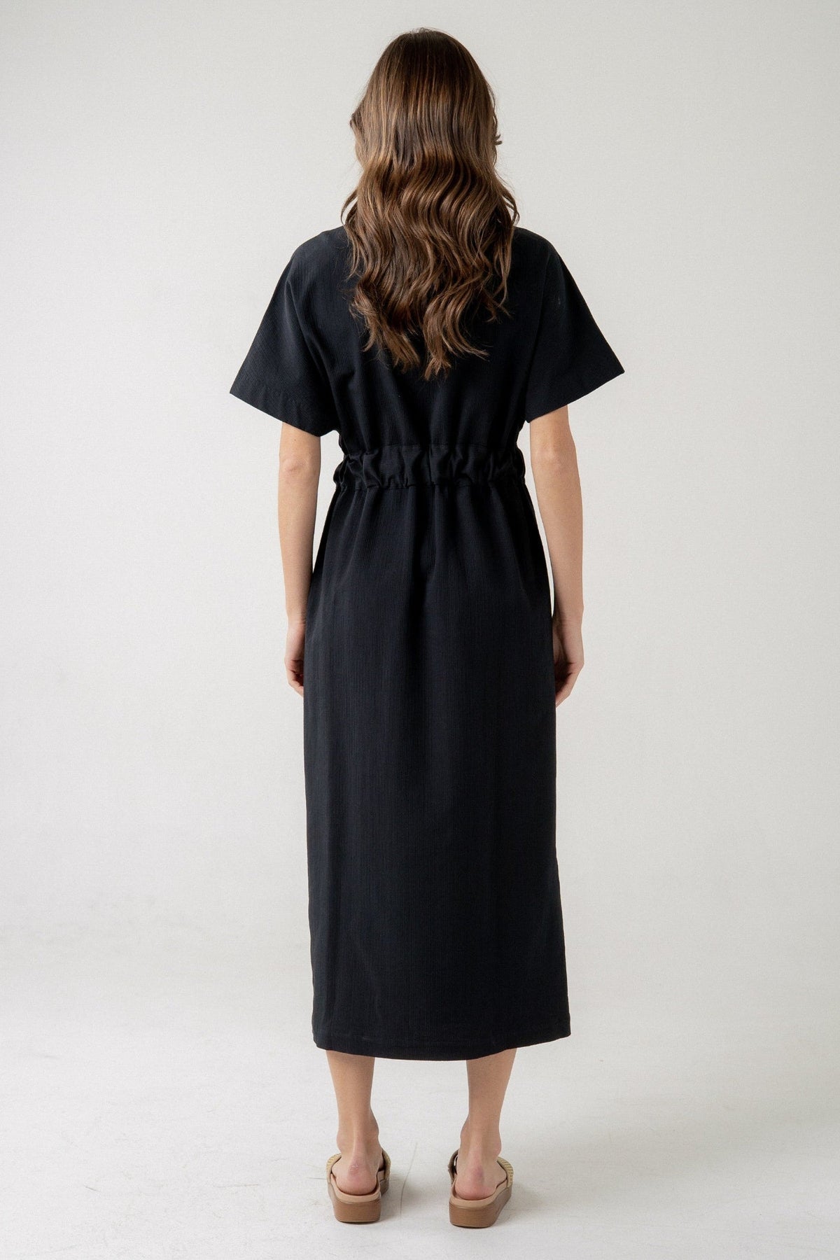 DELIA BLACK MIDI DRESS